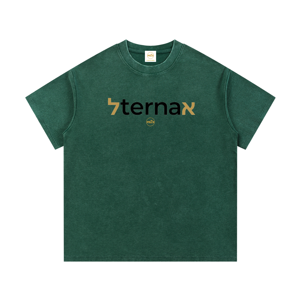 PS23 Bilingual eternal Mineral Wash Waffle Knit T-Shirt