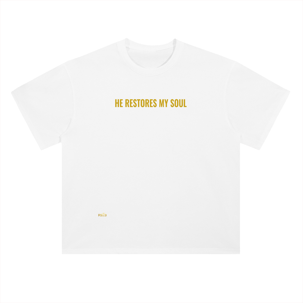PS23 He restores my soul Heavyweight Drop Shoulder Cotton T-Shirt