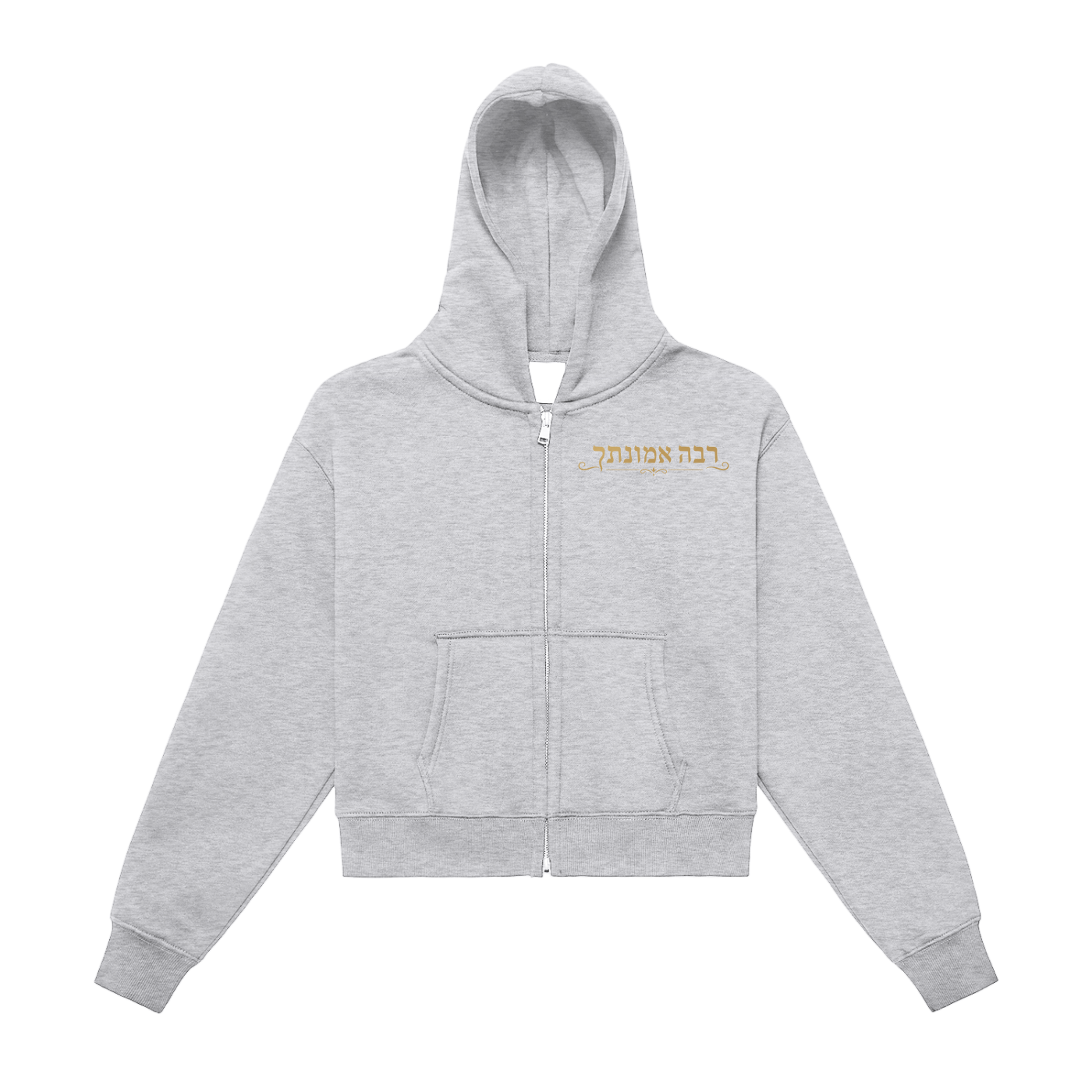 PS23 Women Hebrew Great is Thy Faithfulness Fleeced Zip-Up Cropped Hoodie