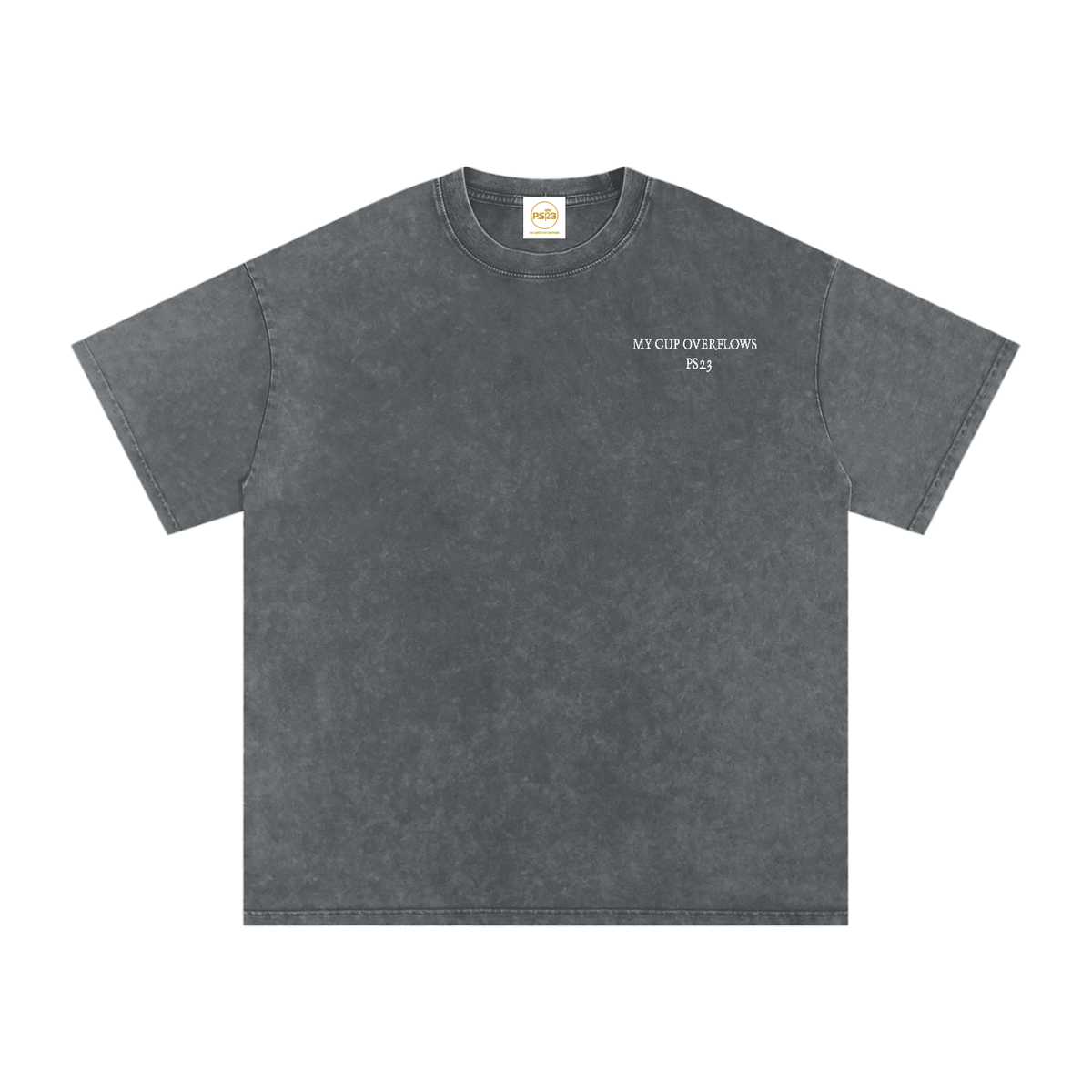 PS23 Embroidery My cup overflows Snow Washed Oversized T-Shirt