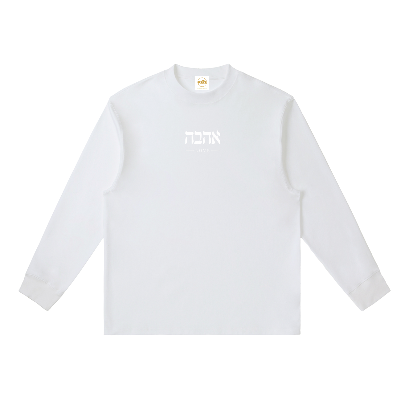 PS23 Hebrew Love Essential Crewneck Long-Sleeve T-Shirt