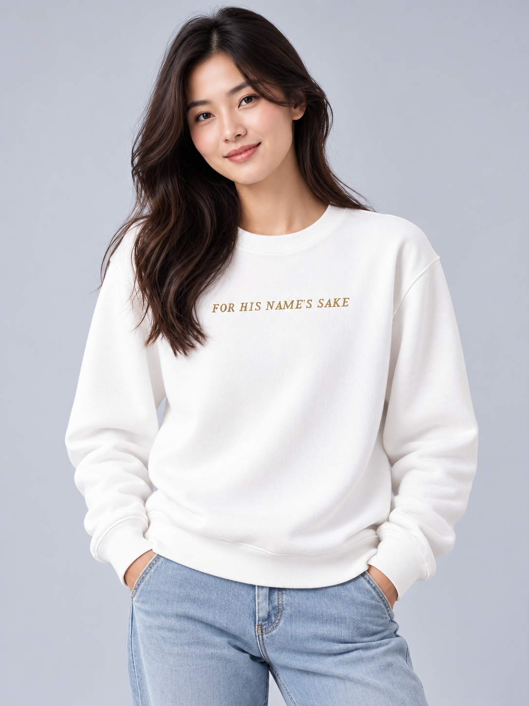 PS23 Embroidery For his name's sake Essential Heavyweight Crewneck Sweatshirt