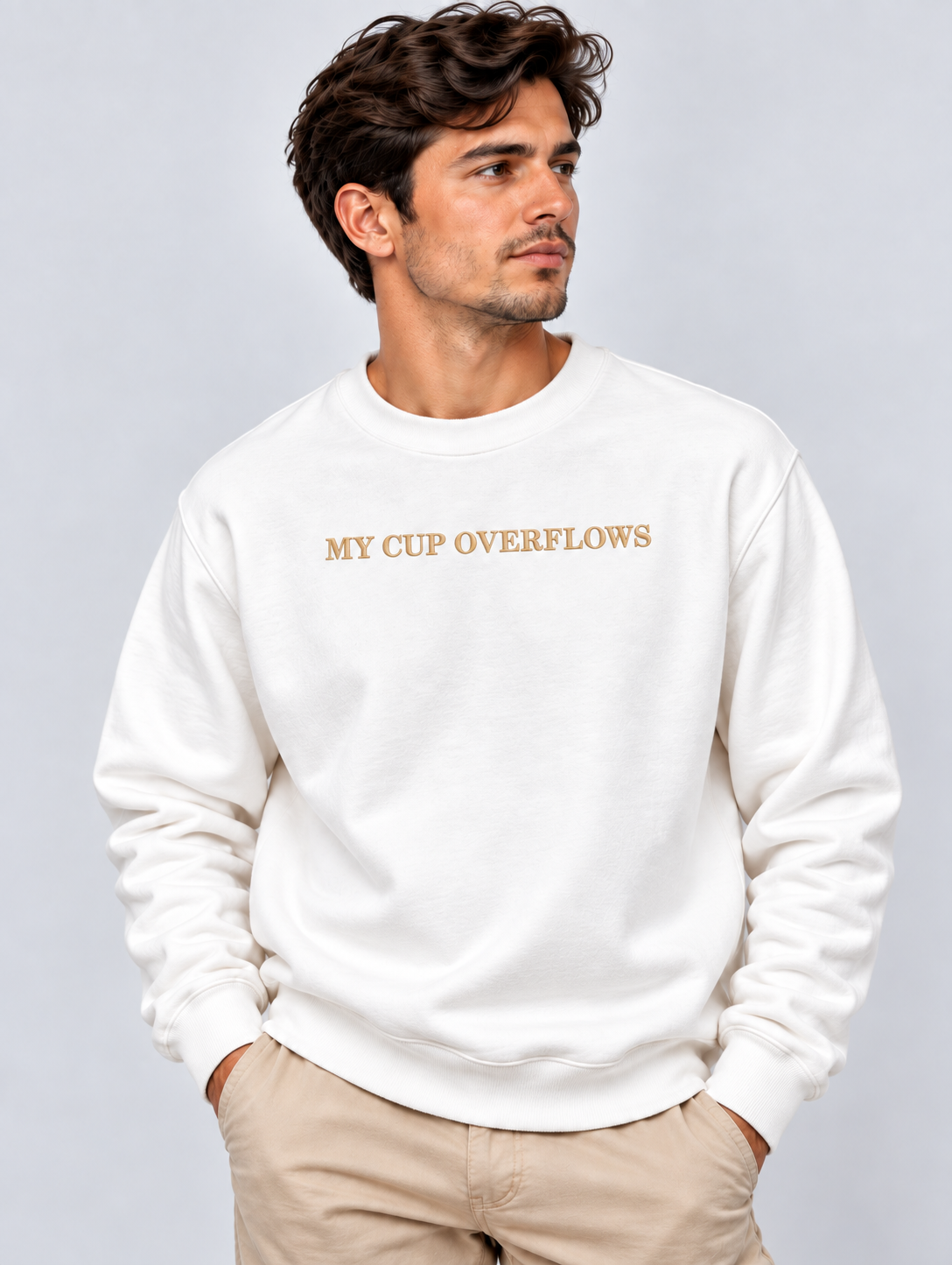 PS23 Embroidery My cup overflows Essential Heavyweight Crewneck Sweatshirt