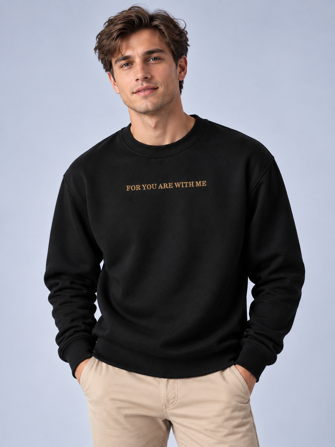 PS23 Embroidery For you are with me Essential Heavyweight Crewneck Sweatshirt