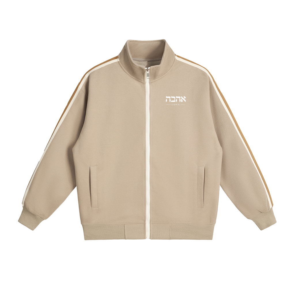 PS23 Hebrew Love Contrast Side-Stripe Stand Collar  Jacket