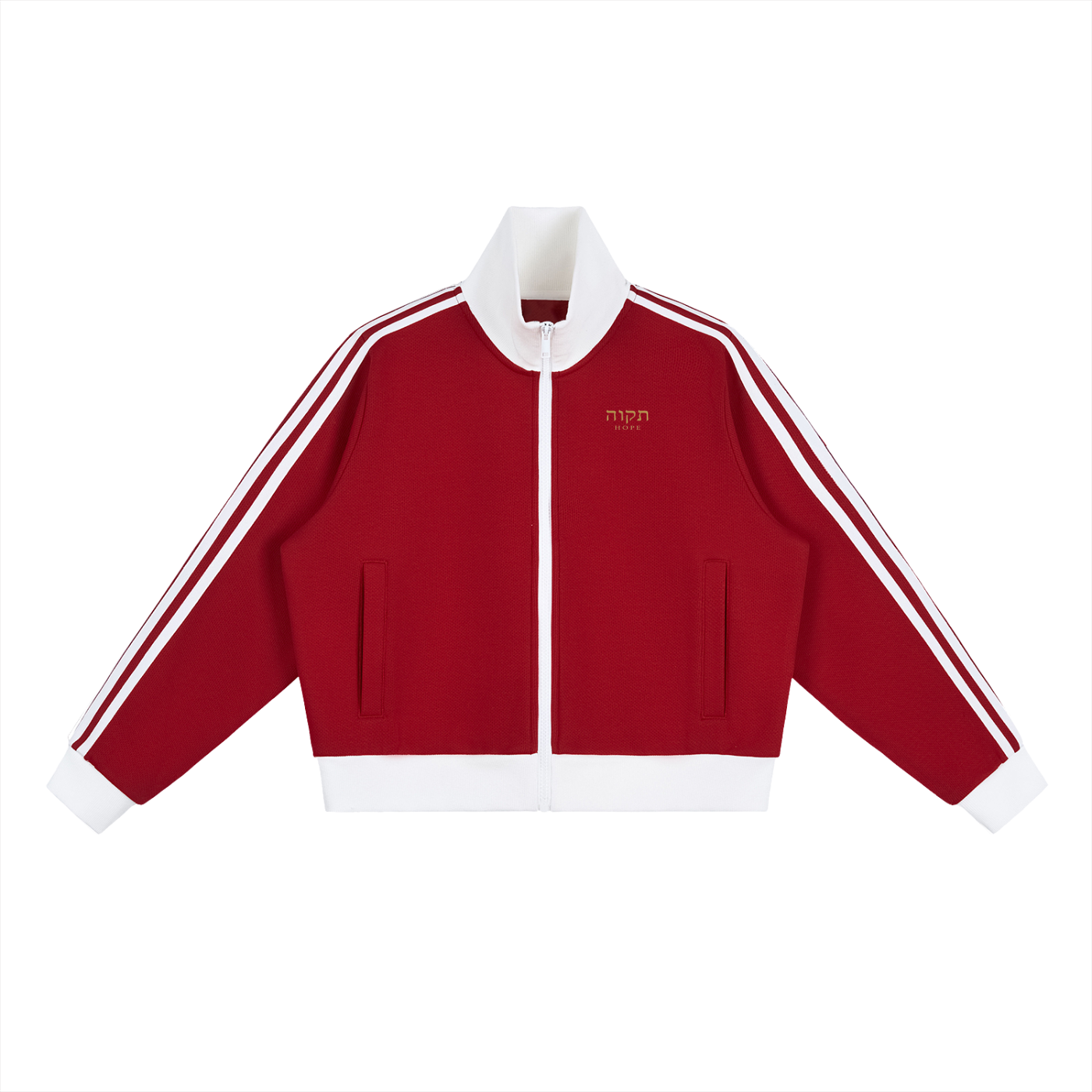 PS23 Hebrew Hope Women Contrast Side Stripe Fleece Cropped Track Jacket