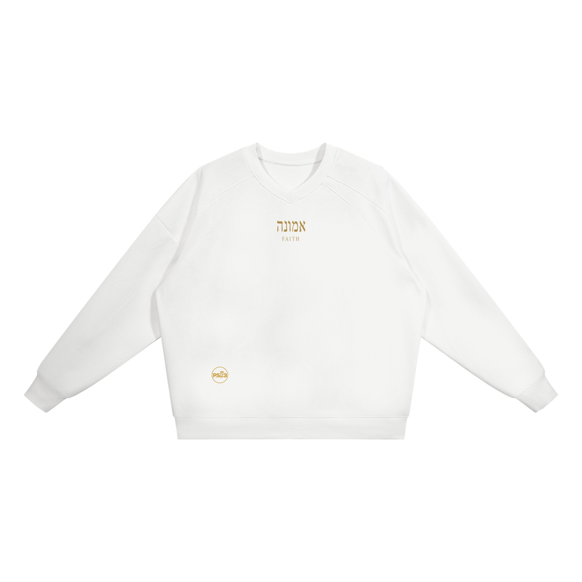 PS23 Hebrew Faith Unisex Oversized V-Neck Sweatshirt