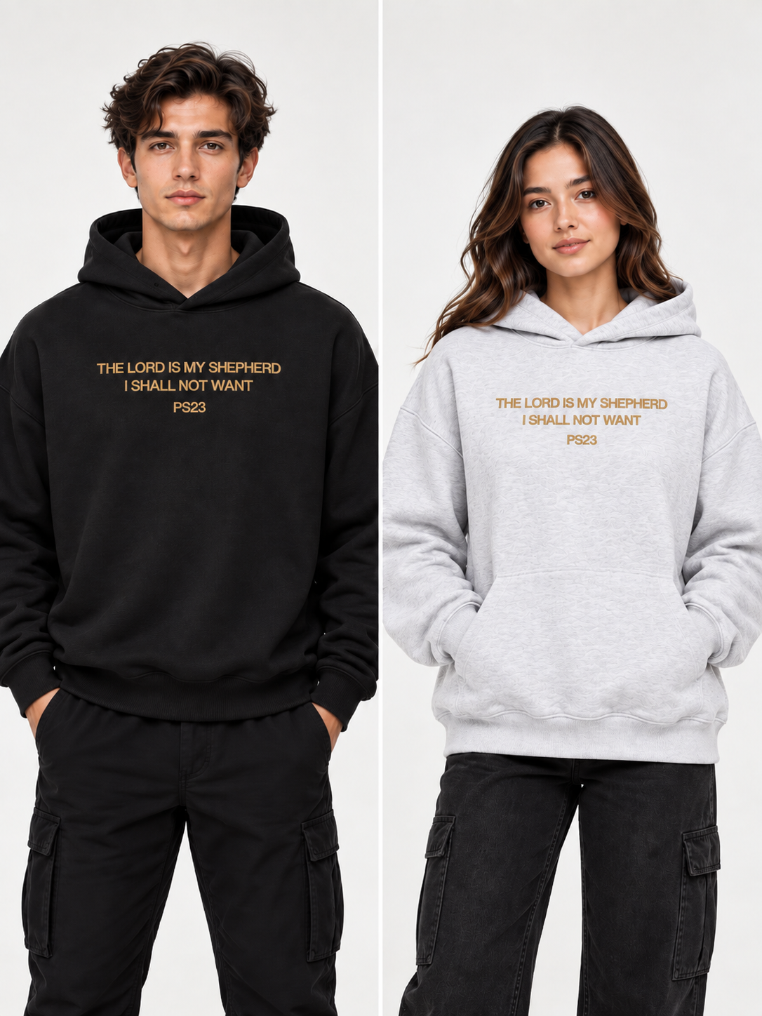 PS23 Embroidery Psalm 23:1 Fleeced Boxy Hoodie