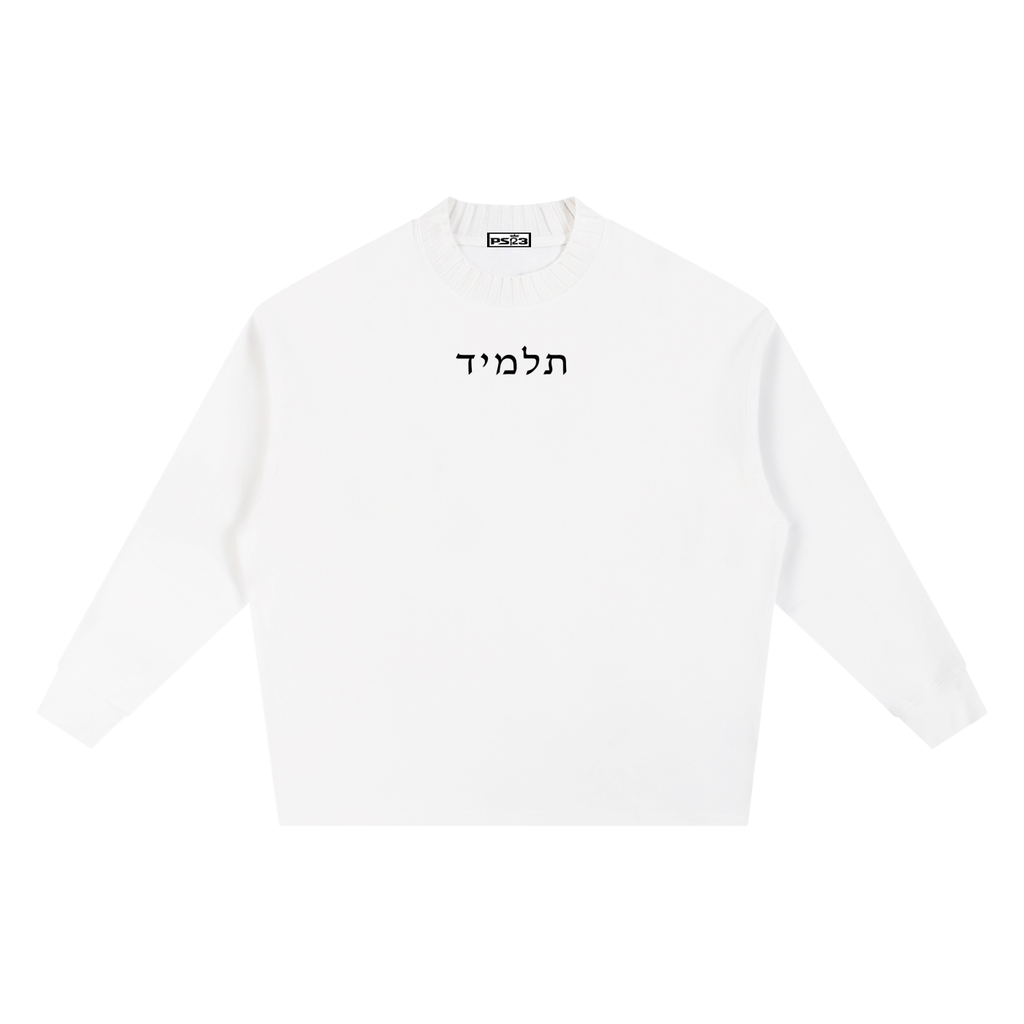 PS23 Hebrew Disciple Black Ink Knitted Round Neck Oversize Sweatshirt
