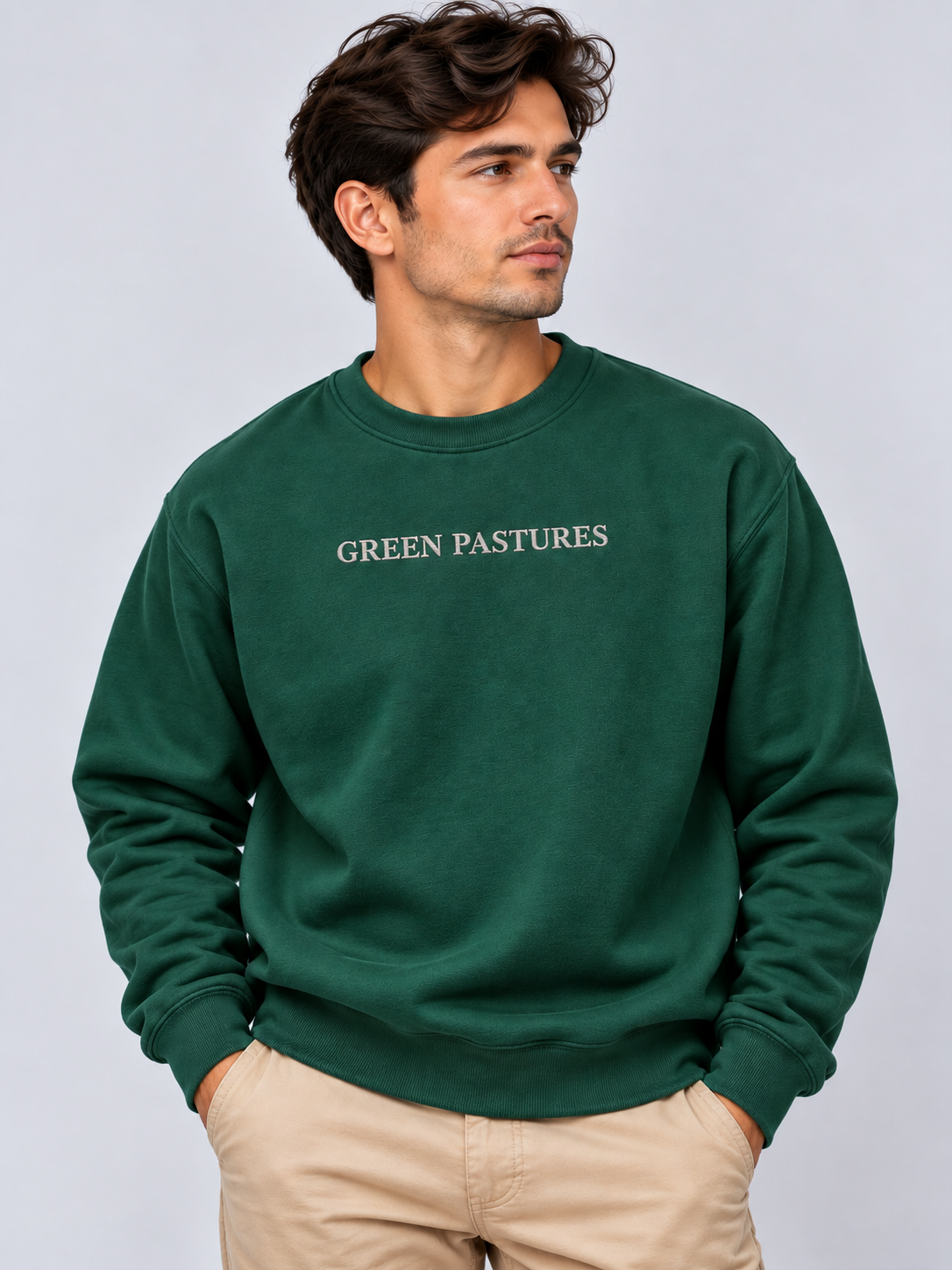 PS23 Embroidery Green Pastures Essential Heavyweight Crewneck Sweatshirt