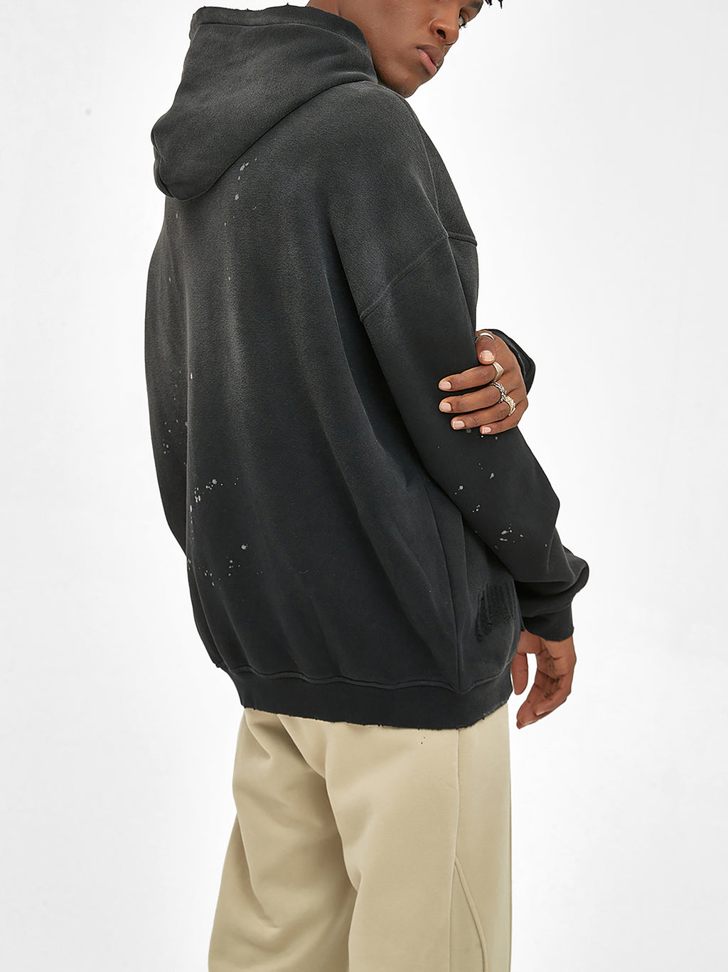 PS23 Hebrew Psalm 23:1 Vintage Washed Frayed Fleece Hoodie