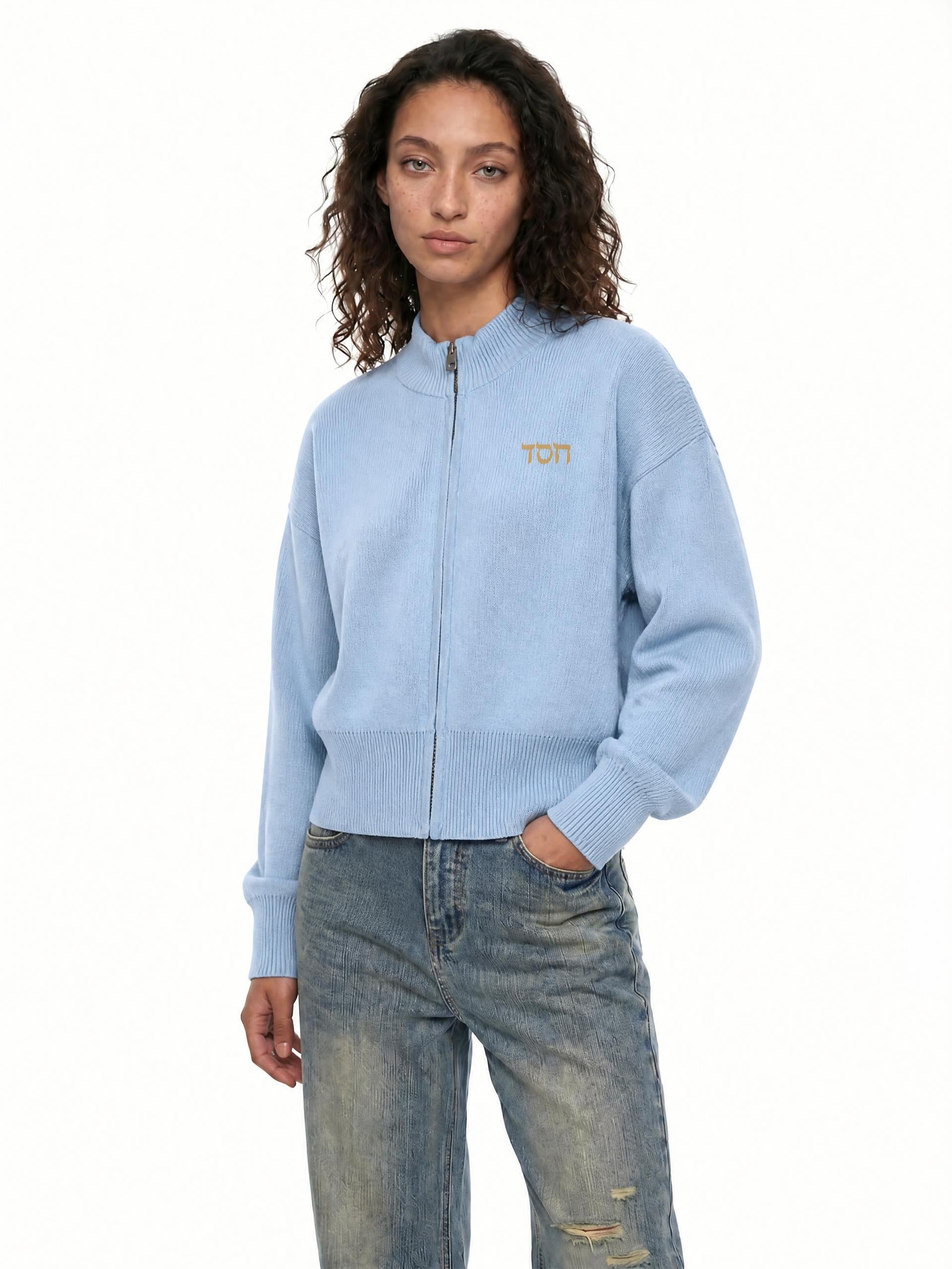 PS23 Hebrew Hesed Women’s Mock Neck Zip Up Cardigan