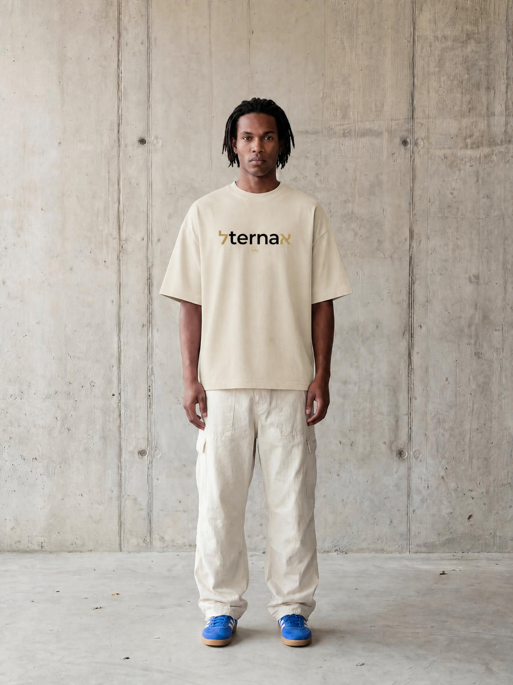 PS23 Bilingual eternal Mineral Wash Waffle Knit T-Shirt