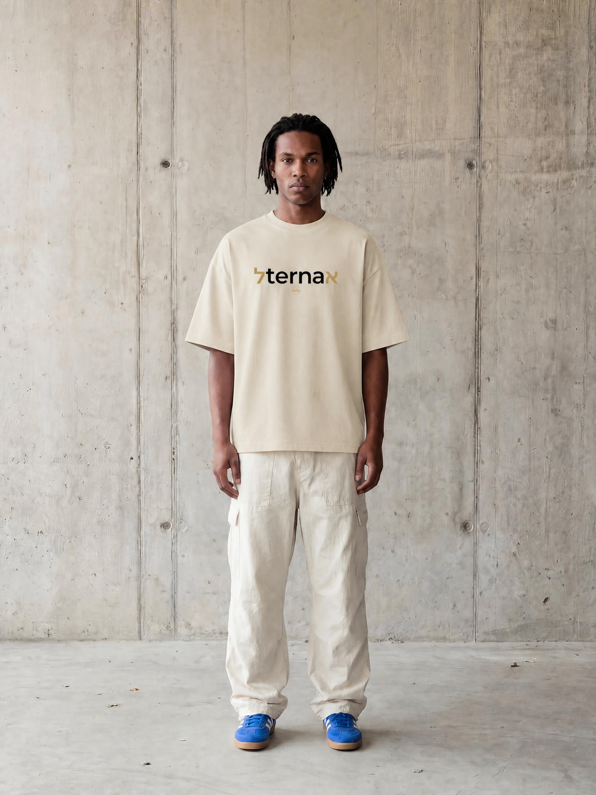 PS23 Bilingual eternal Mineral Wash Waffle Knit T-Shirt