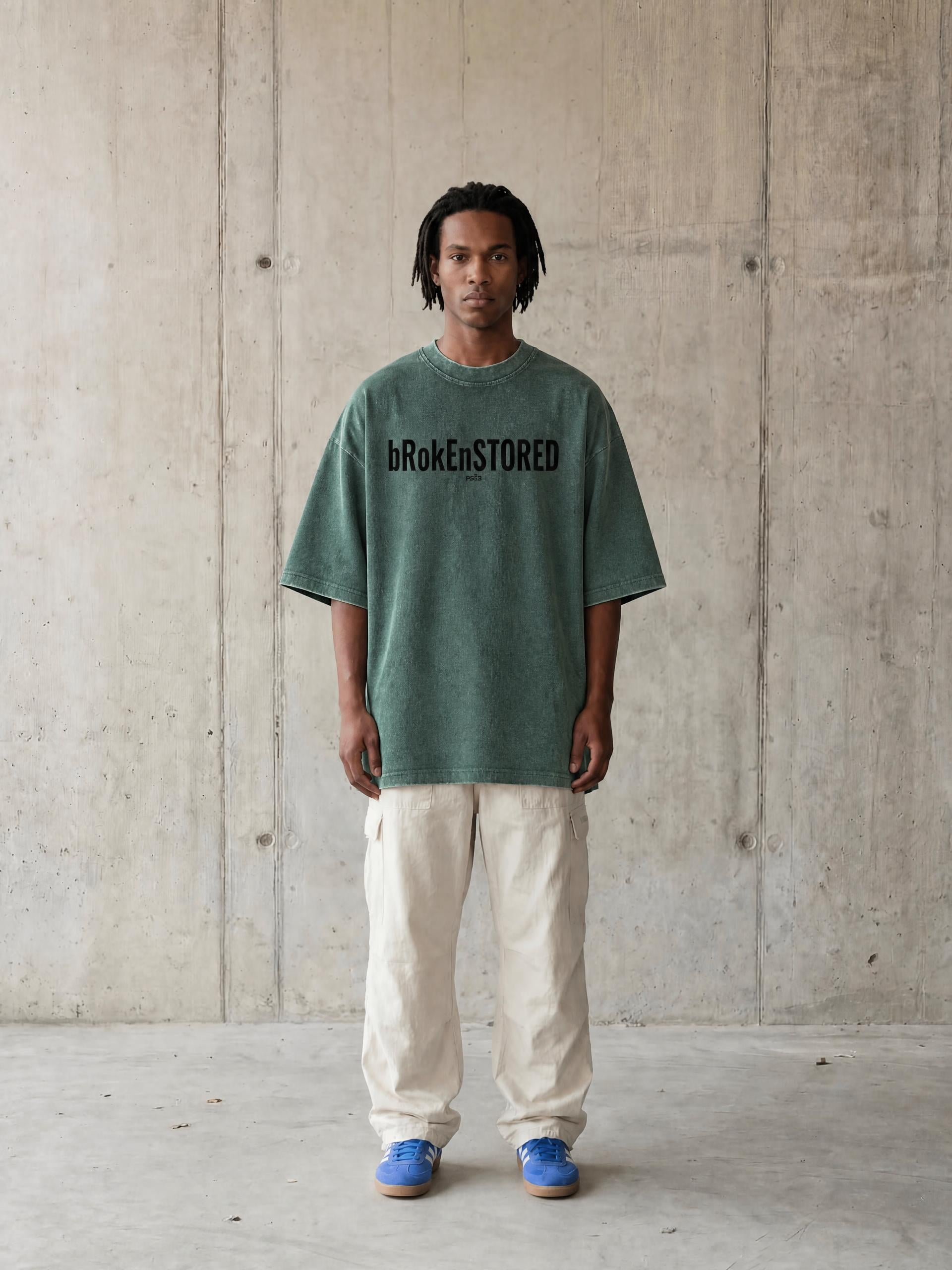 PS23 Brokenstored Mineral Wash Waffle Knit T-Shirt