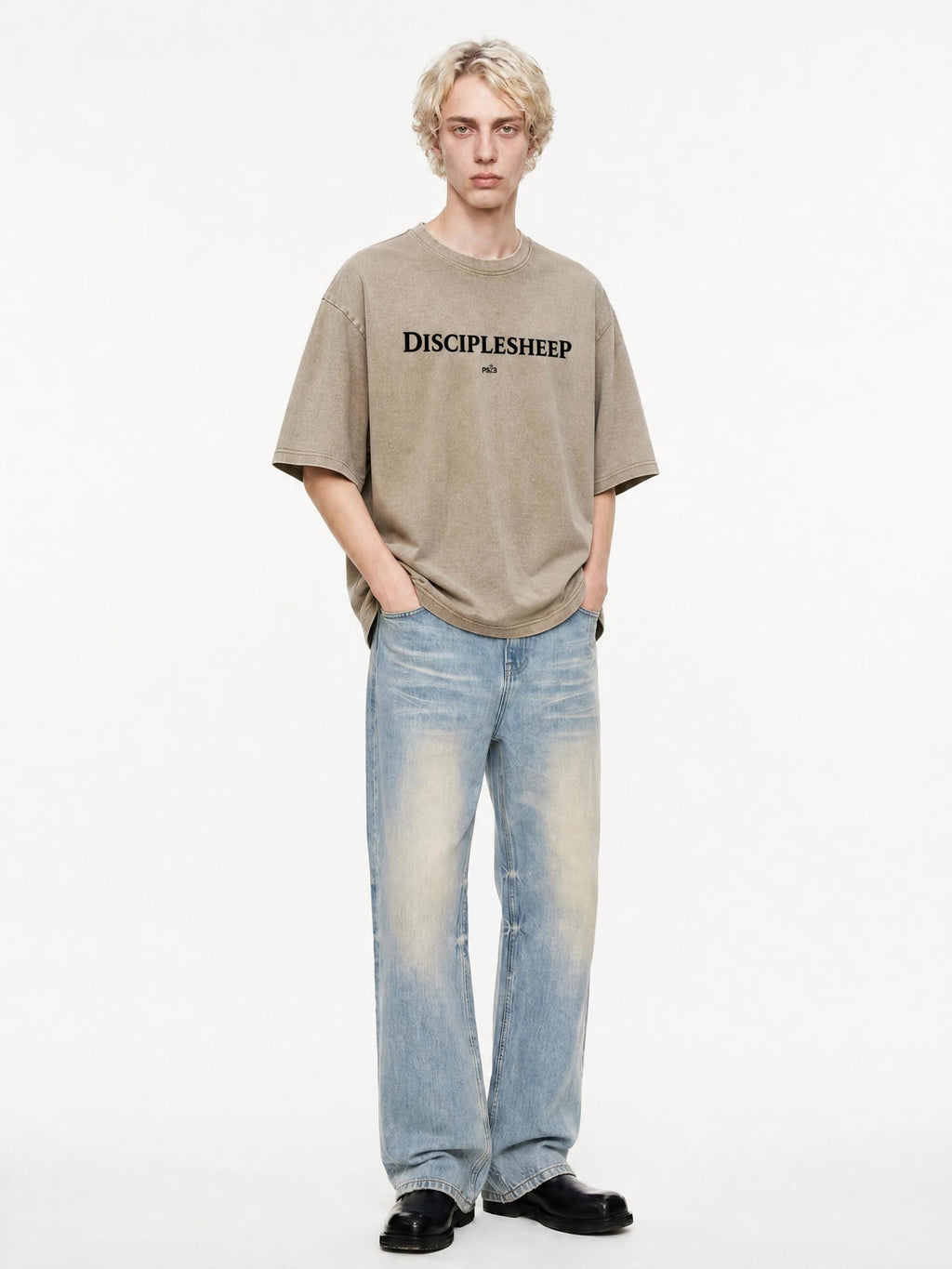 PS23 DisciplesheeP Mineral Wash Waffle Knit T-Shirt