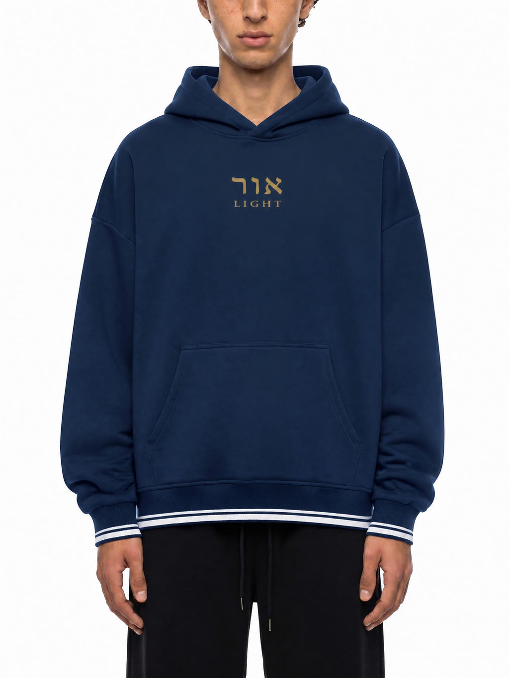 PS23 Hebrew Light Unisex Oversized Color Block Fleece Hoodie