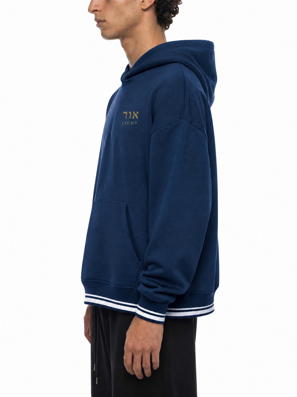 PS23 Hebrew Light Unisex Oversized Color Block Fleece Hoodie