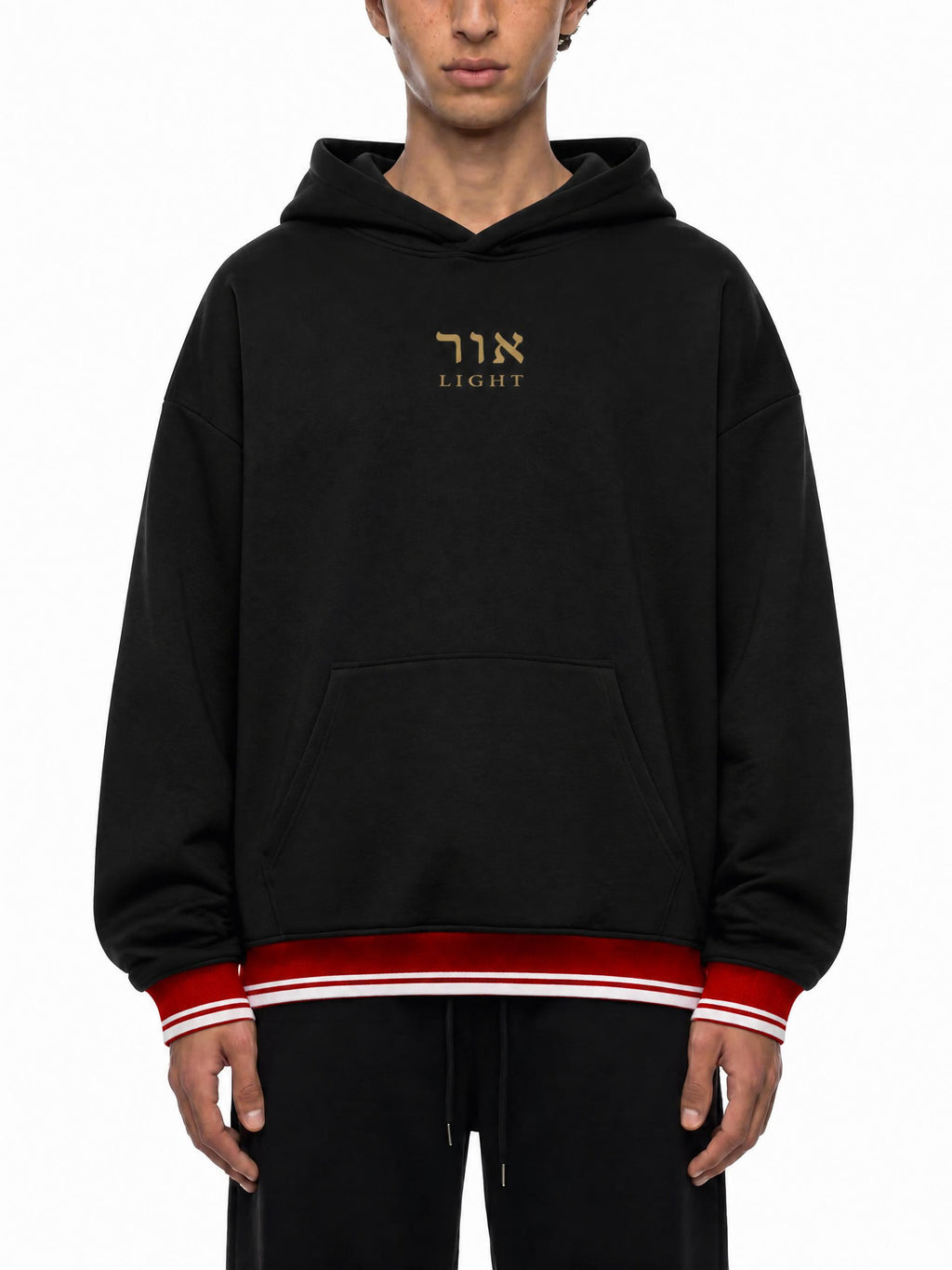 PS23 Hebrew Light Unisex Oversized Color Block Fleece Hoodie