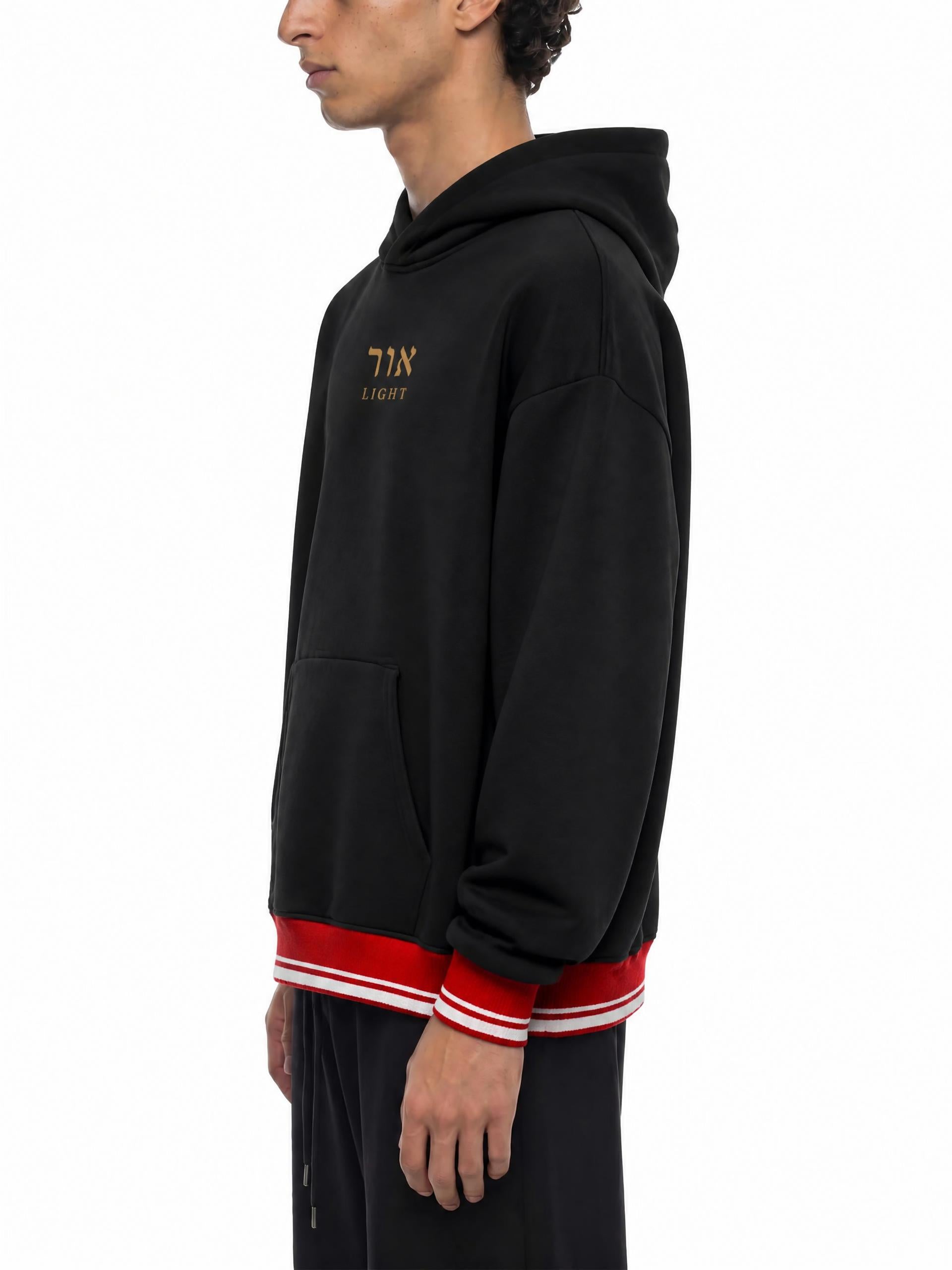 PS23 Hebrew Light Unisex Oversized Color Block Fleece Hoodie