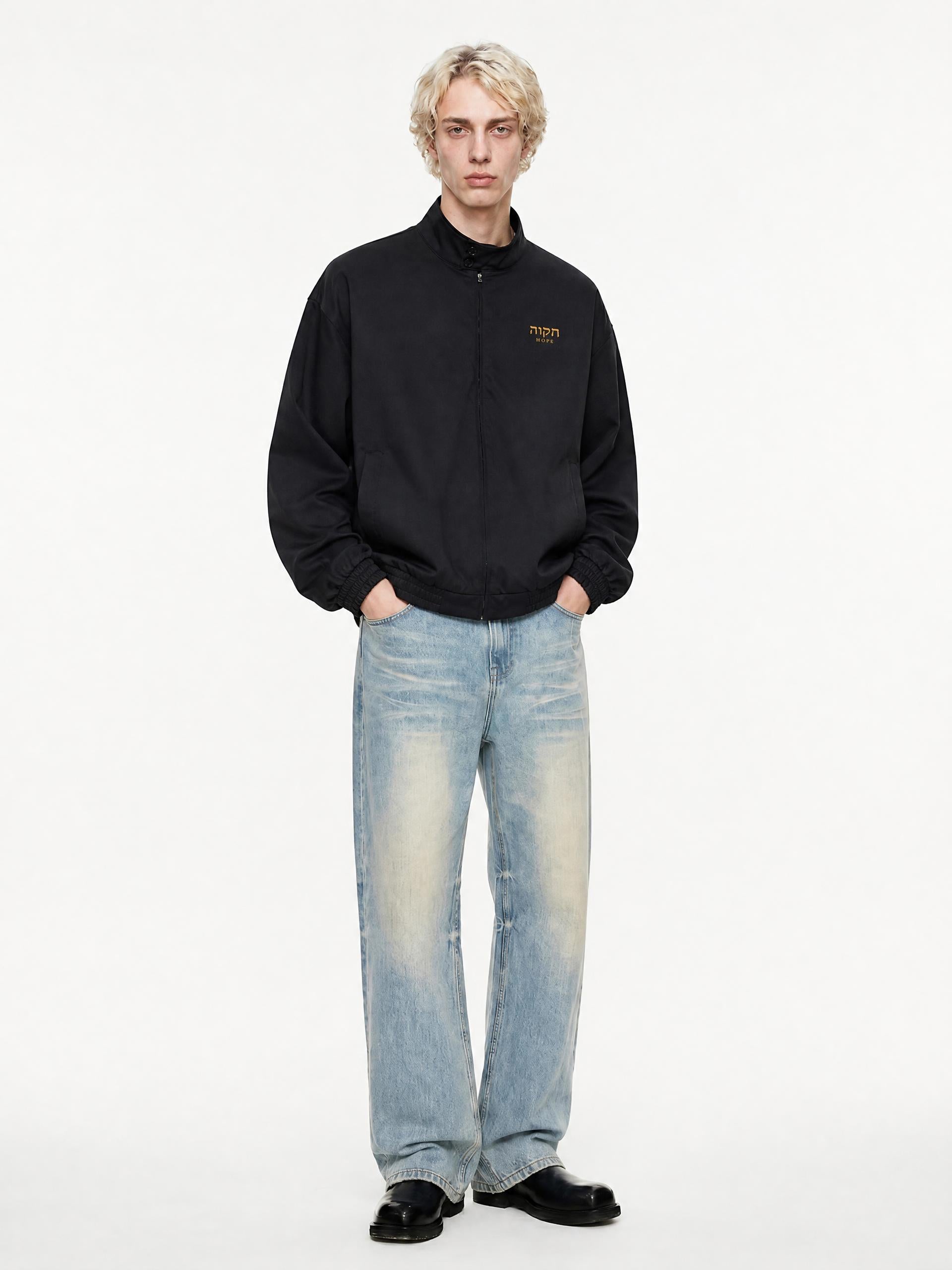 PS23 Hebrew Faith Stand Collar Bomber Jacket