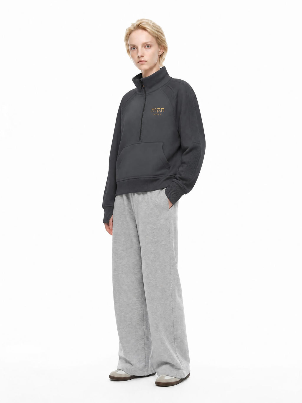 PS23 Hebrew Hope Women Cropped Half-Zip Sweatshirt