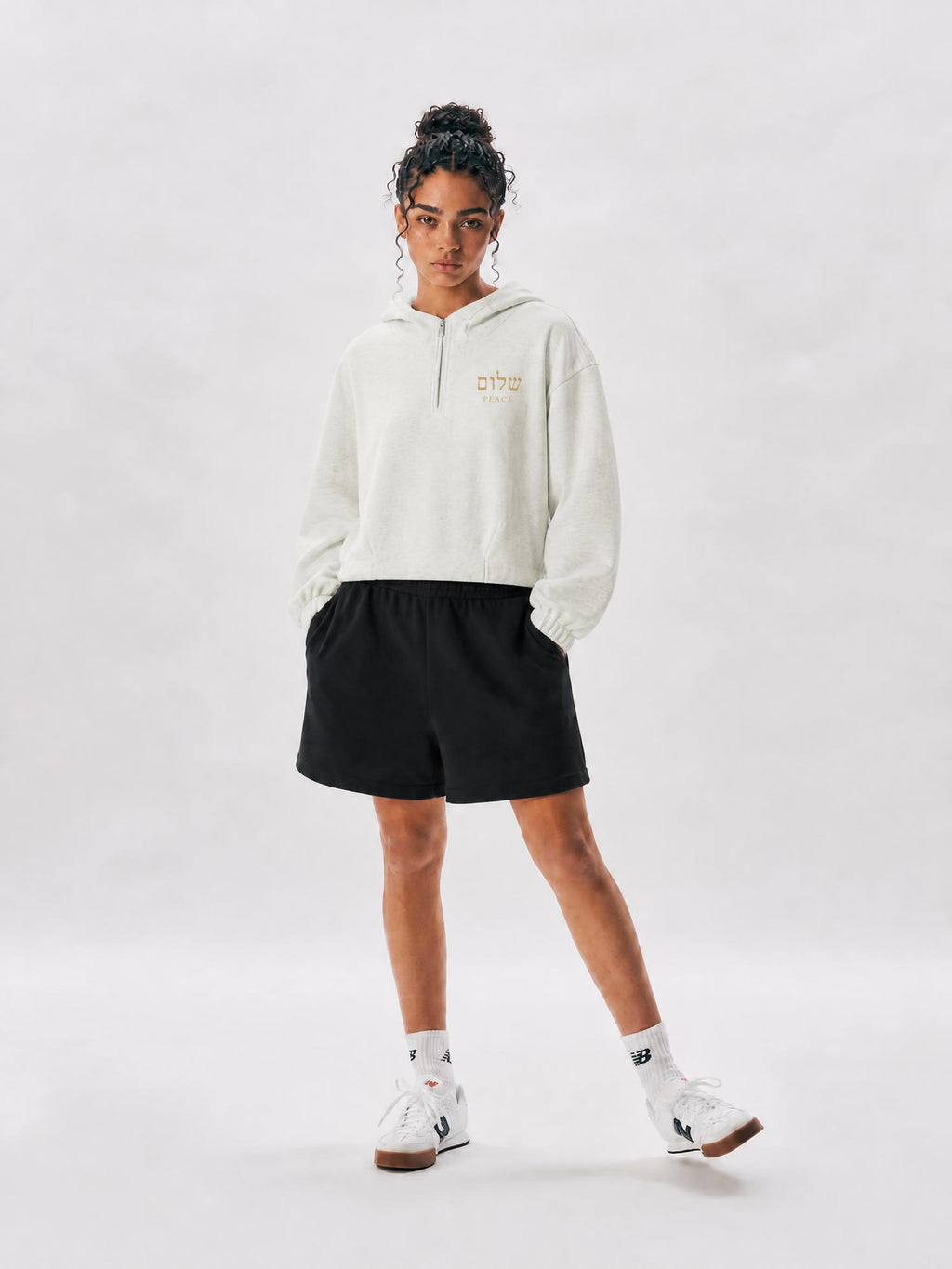 PS23 Hebrew Peace Women’s Boxy Quarter-Zip Hoodie