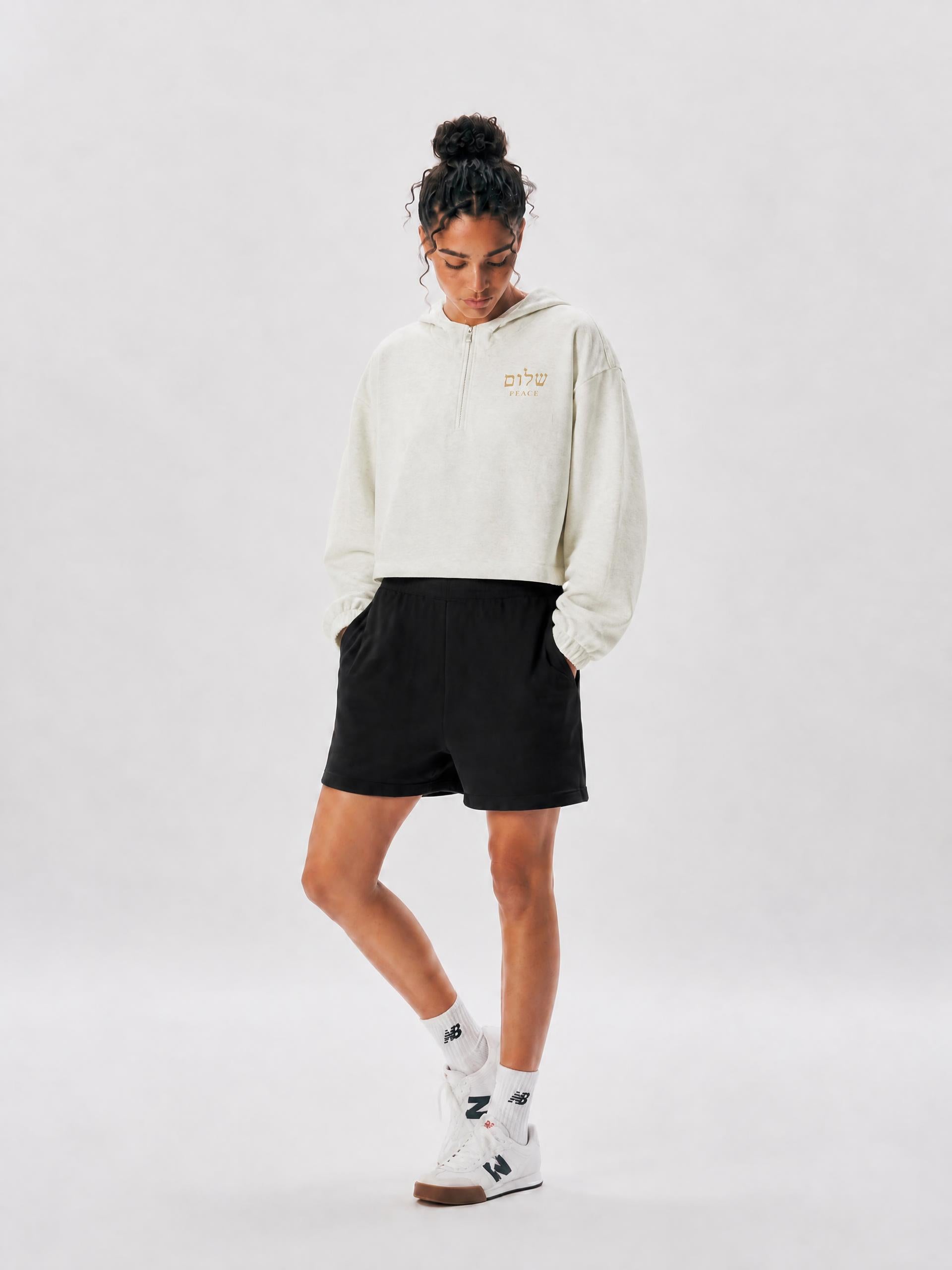 PS23 Hebrew Peace Women’s Boxy Quarter-Zip Hoodie