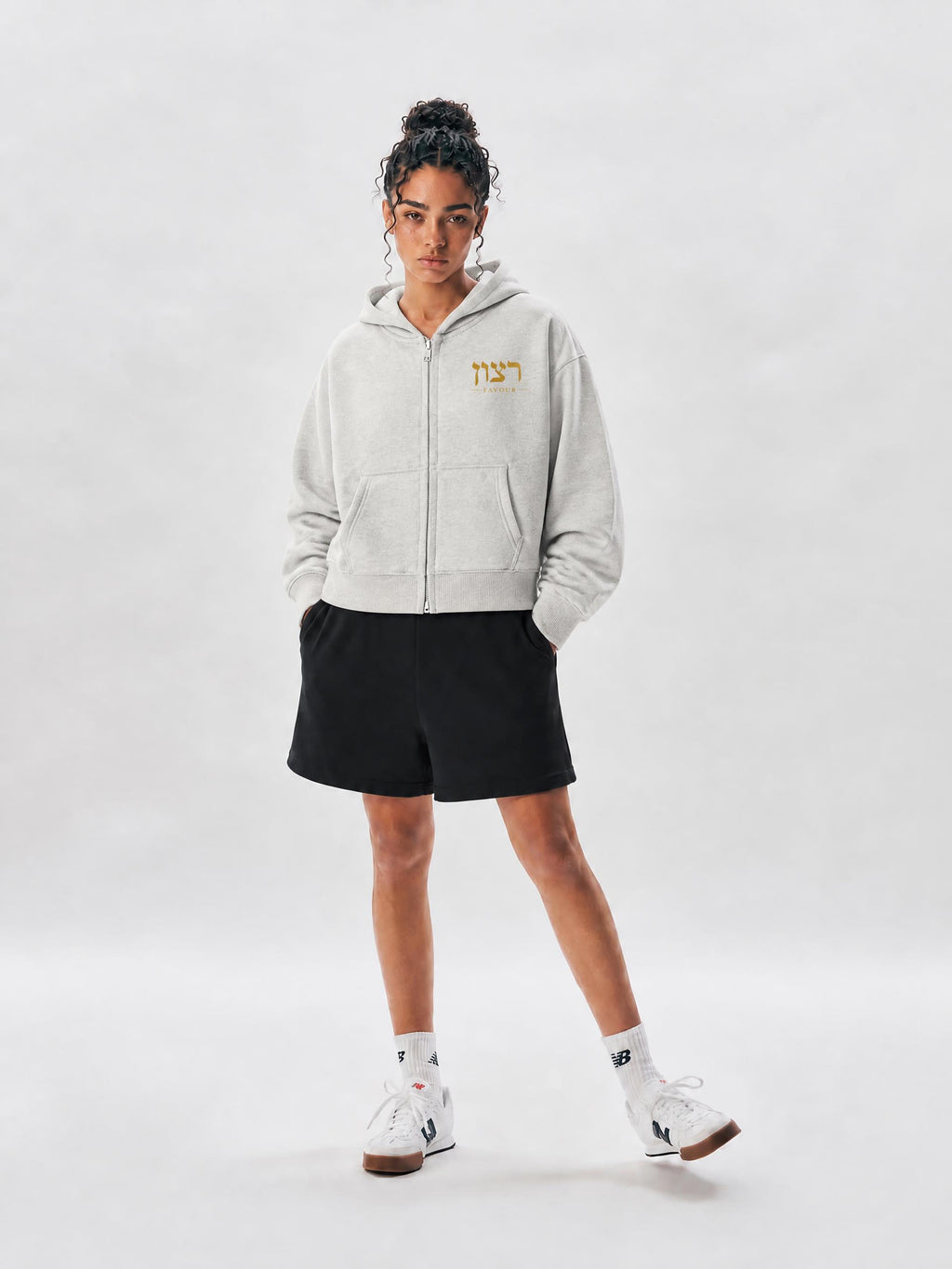 PS23 Hebrew Favour Women Fleeced Zip-Up Cropped Hoodie