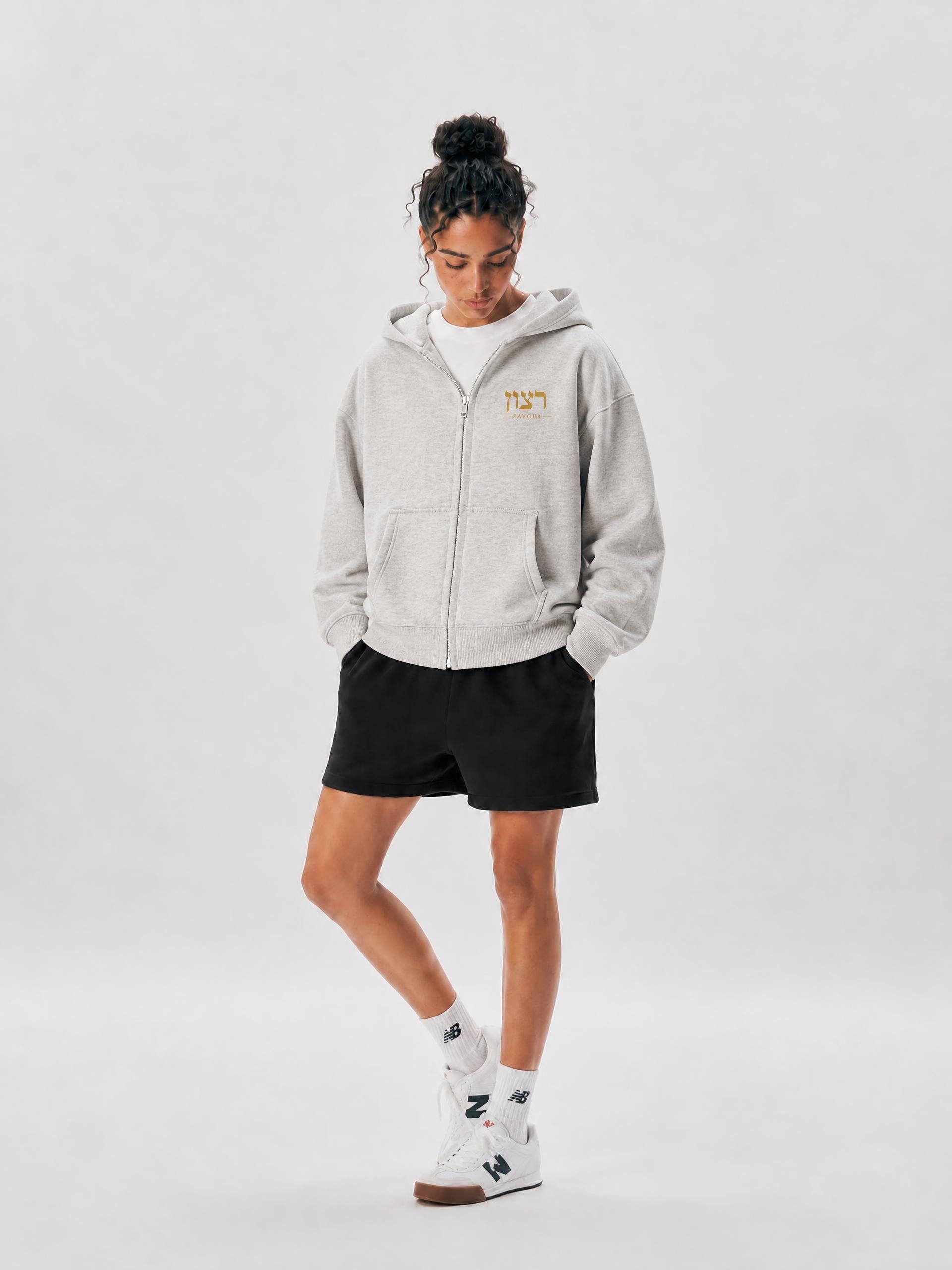 PS23 Hebrew Favour Women Fleeced Zip-Up Cropped Hoodie