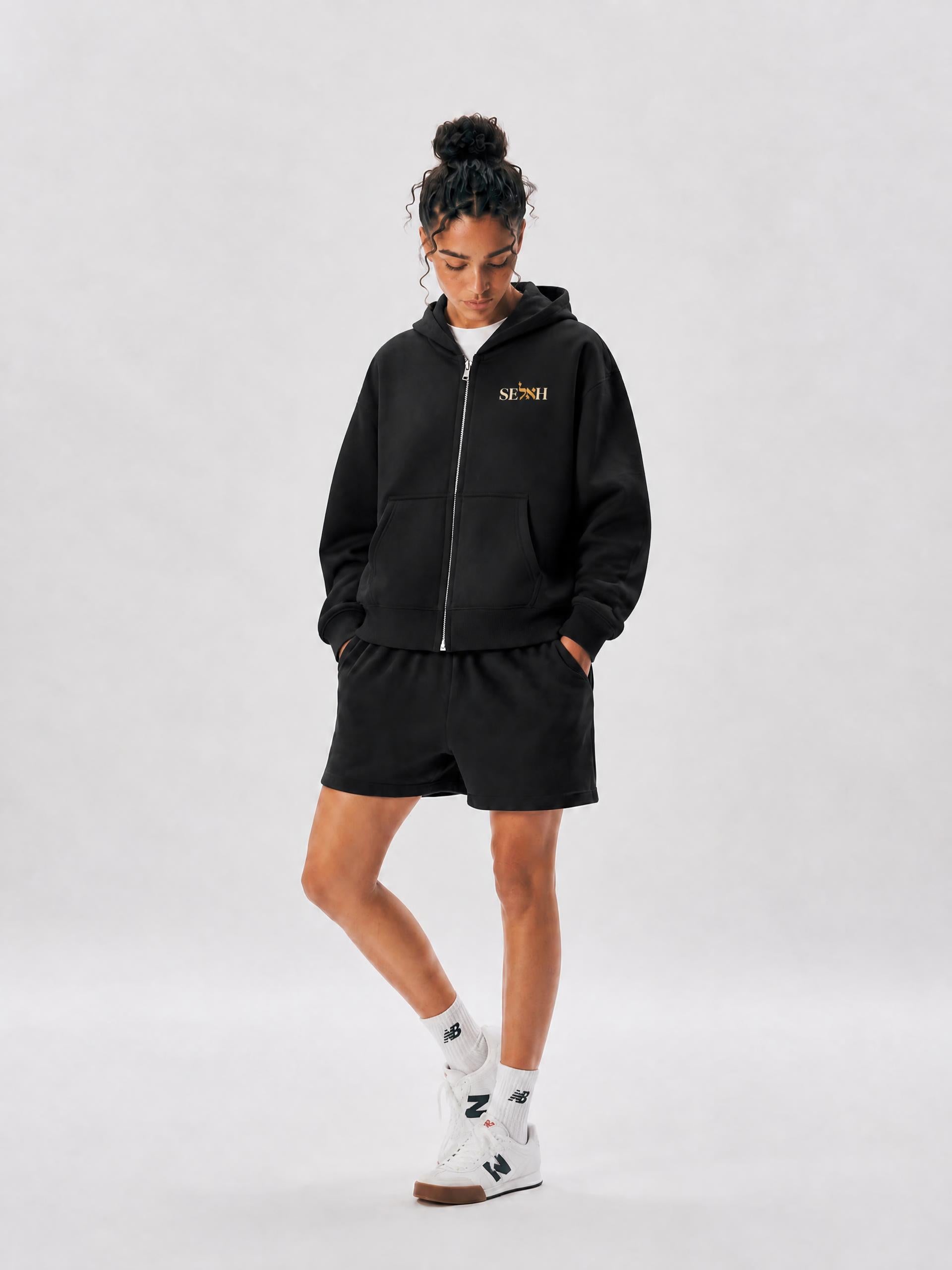 PS23 Bilingual Concept Selah Women Fleeced Zip-Up Cropped Hoodie