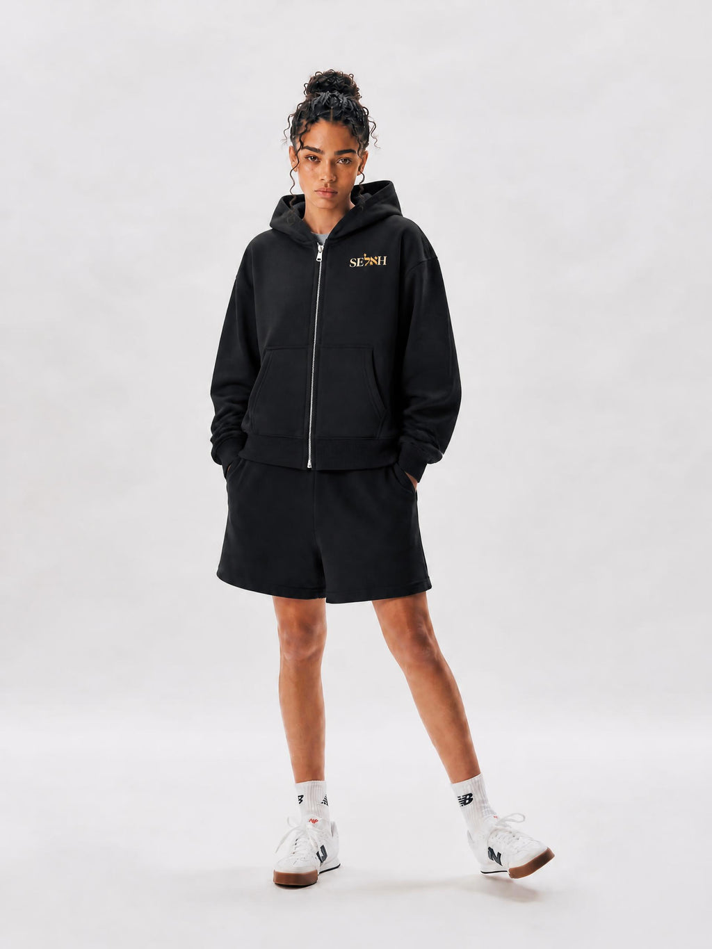 PS23 Bilingual Concept Selah Women Fleeced Zip-Up Cropped Hoodie