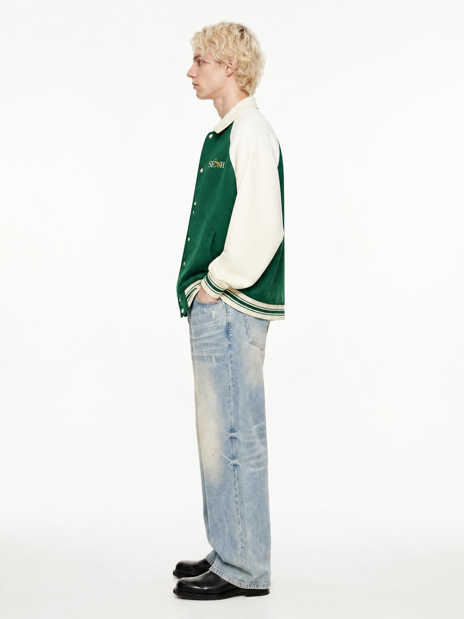 PS23 Bilingual Concept Selah Contrast Raglan Sleeve Baseball Jacket