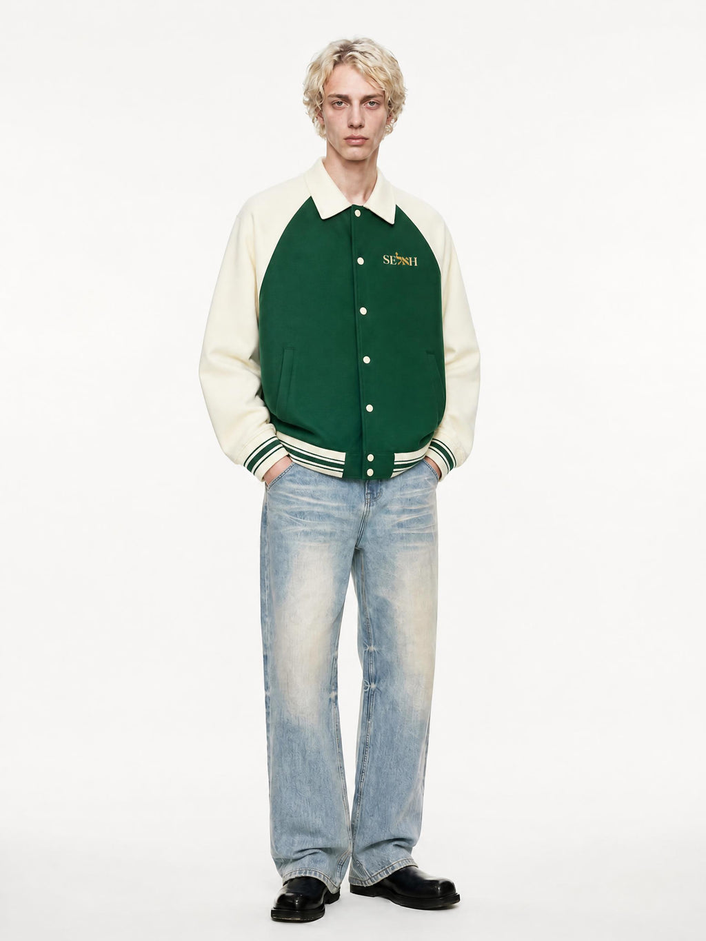 PS23 Bilingual Concept Selah Contrast Raglan Sleeve Baseball Jacket