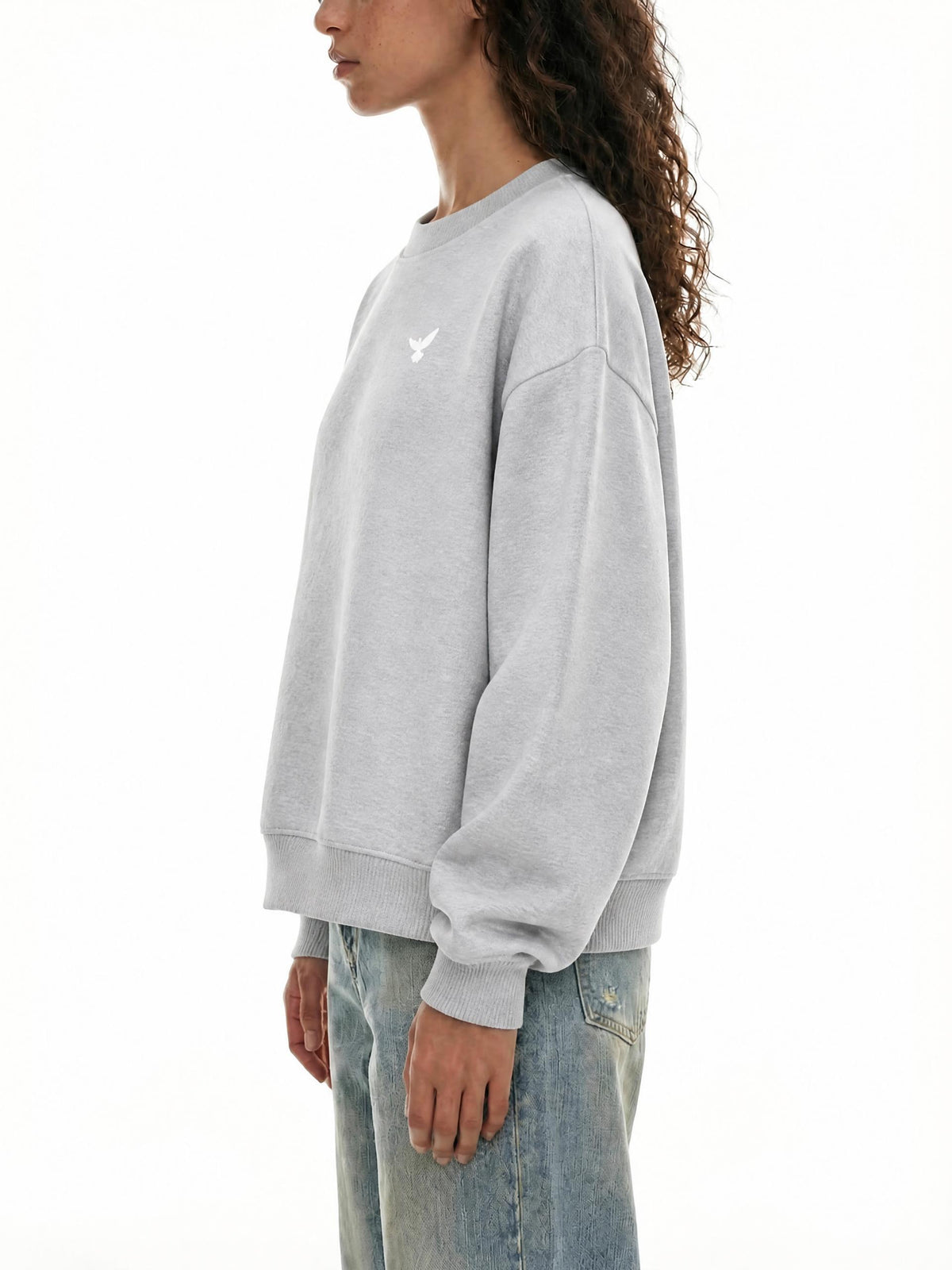 PS23 Dove Women Essential Fleece Mock-Neck Crew Sweatshirt