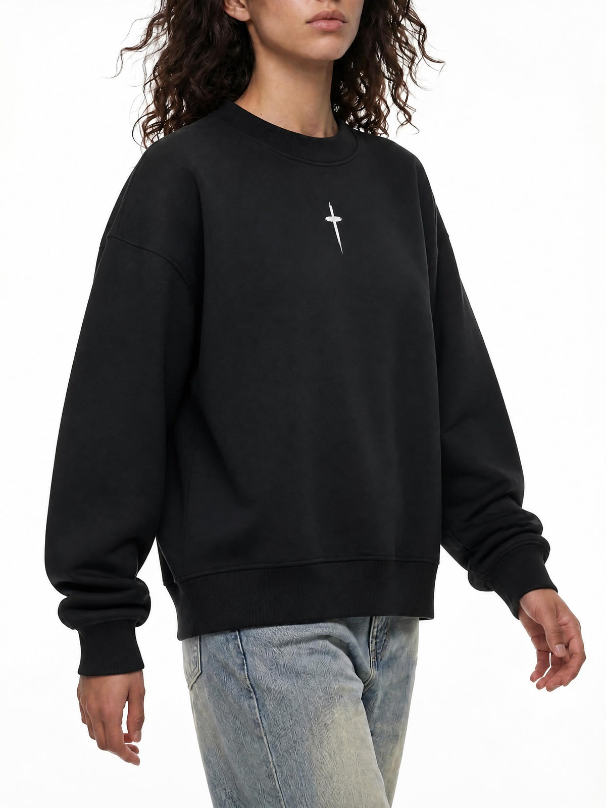PS23 The Cross Women Essential Fleece Mock-Neck Crew Sweatshirt