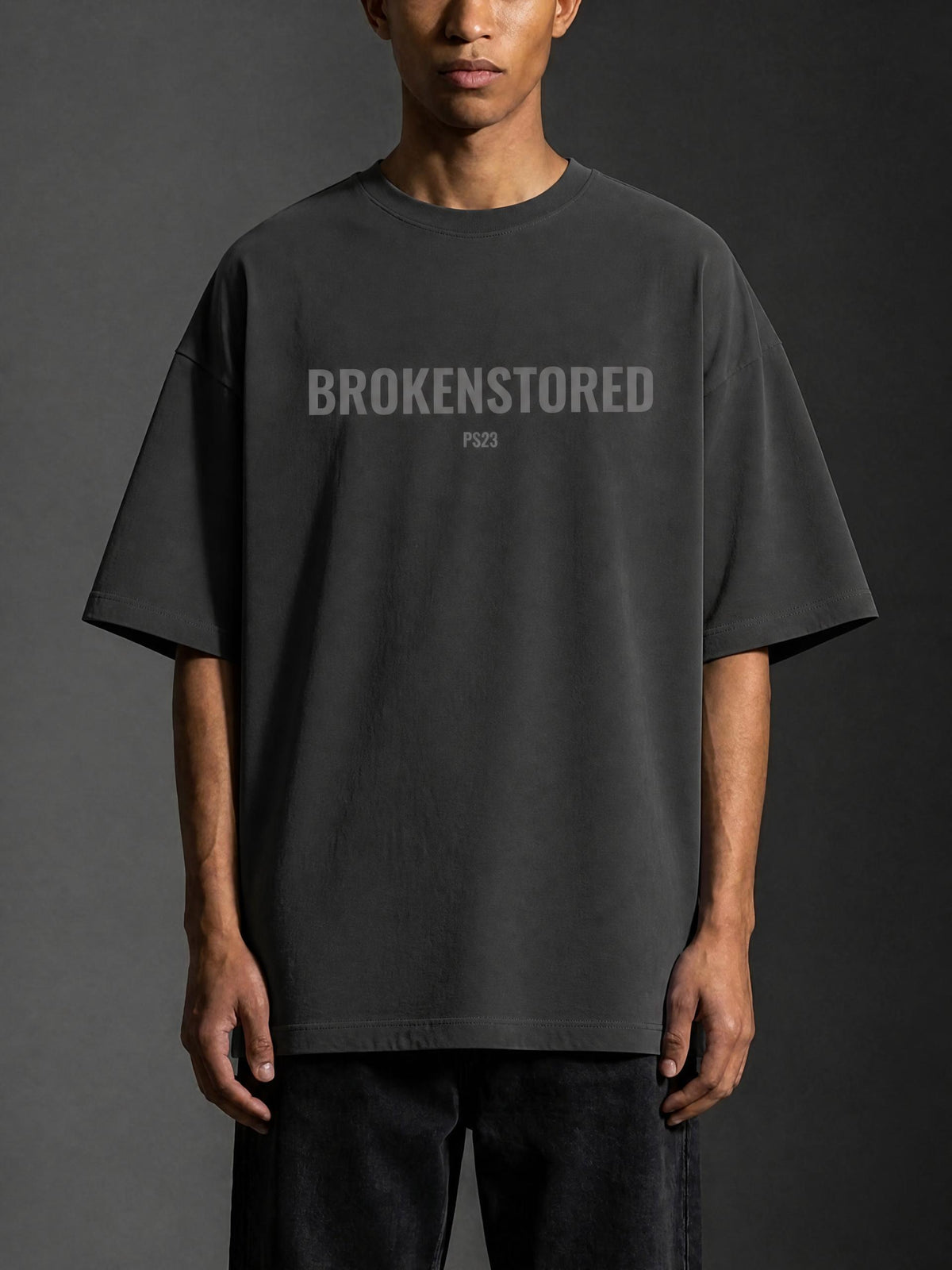 PS23 Brokenstored Grey Oversized Heavyweight T Shirt