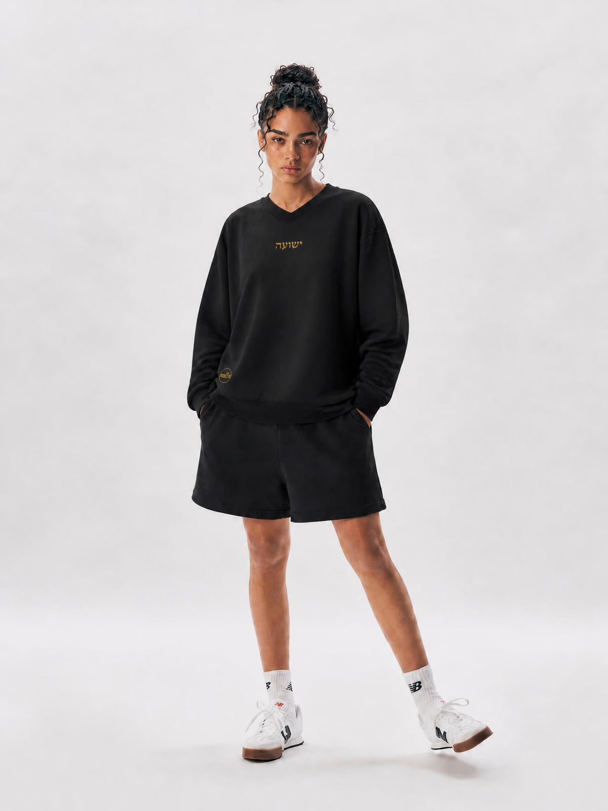 PS23 Hebrew Salvation (Yeshuah) Unisex Oversized V-Neck Sweatshirt