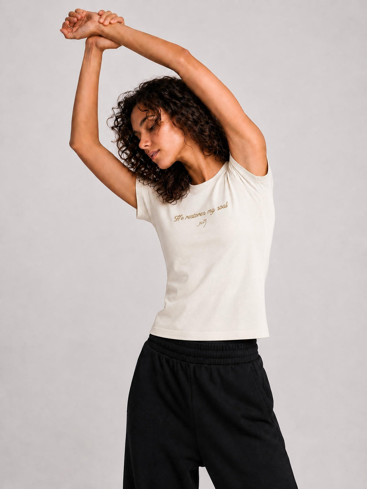 PS23 Embroidery He restores my soul Women Essential Standard Shoulder T-Shirt
