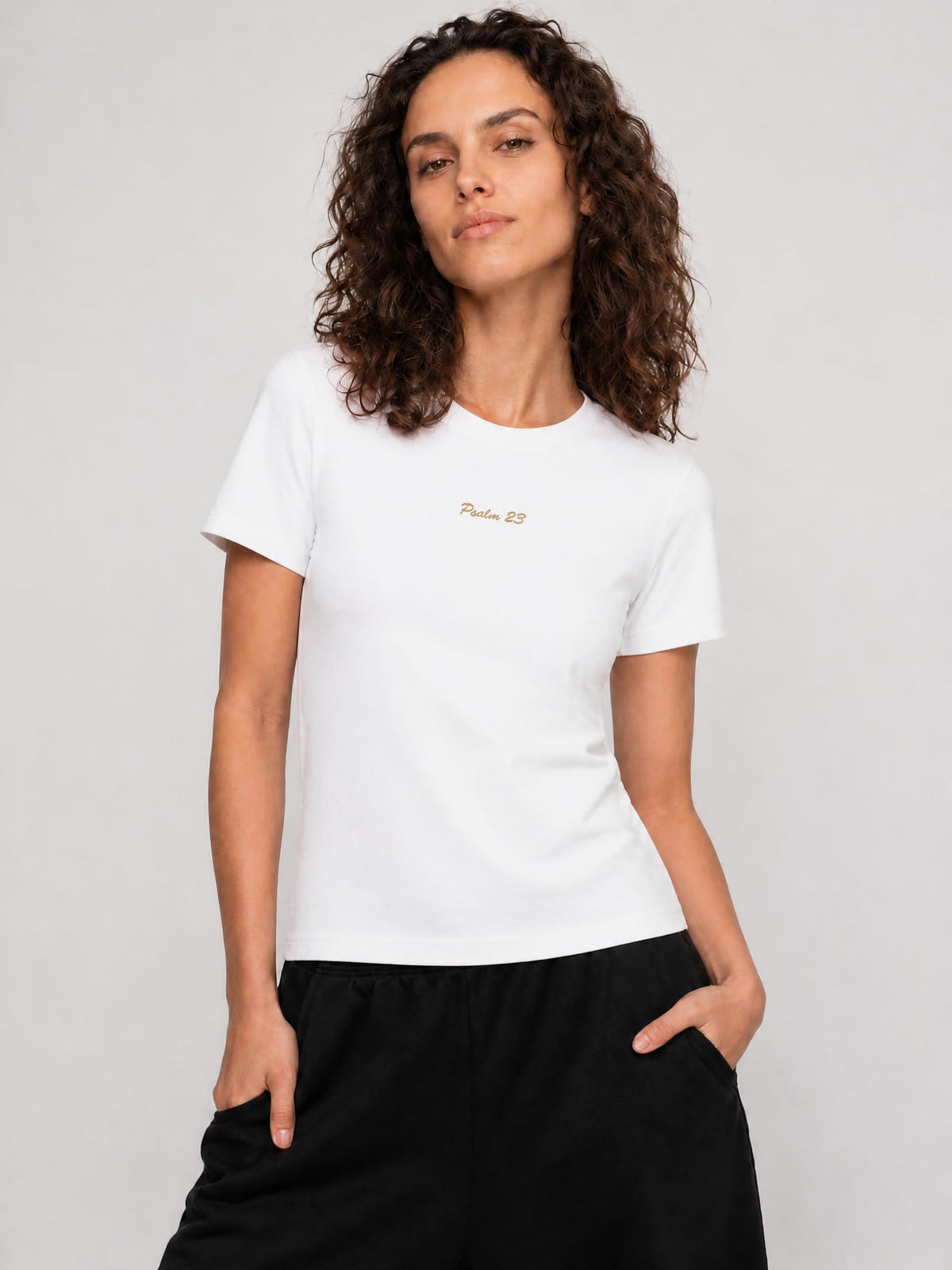 PS23 Embroidery Psalm 23 Women Essential Standard Shoulder T-Shirt