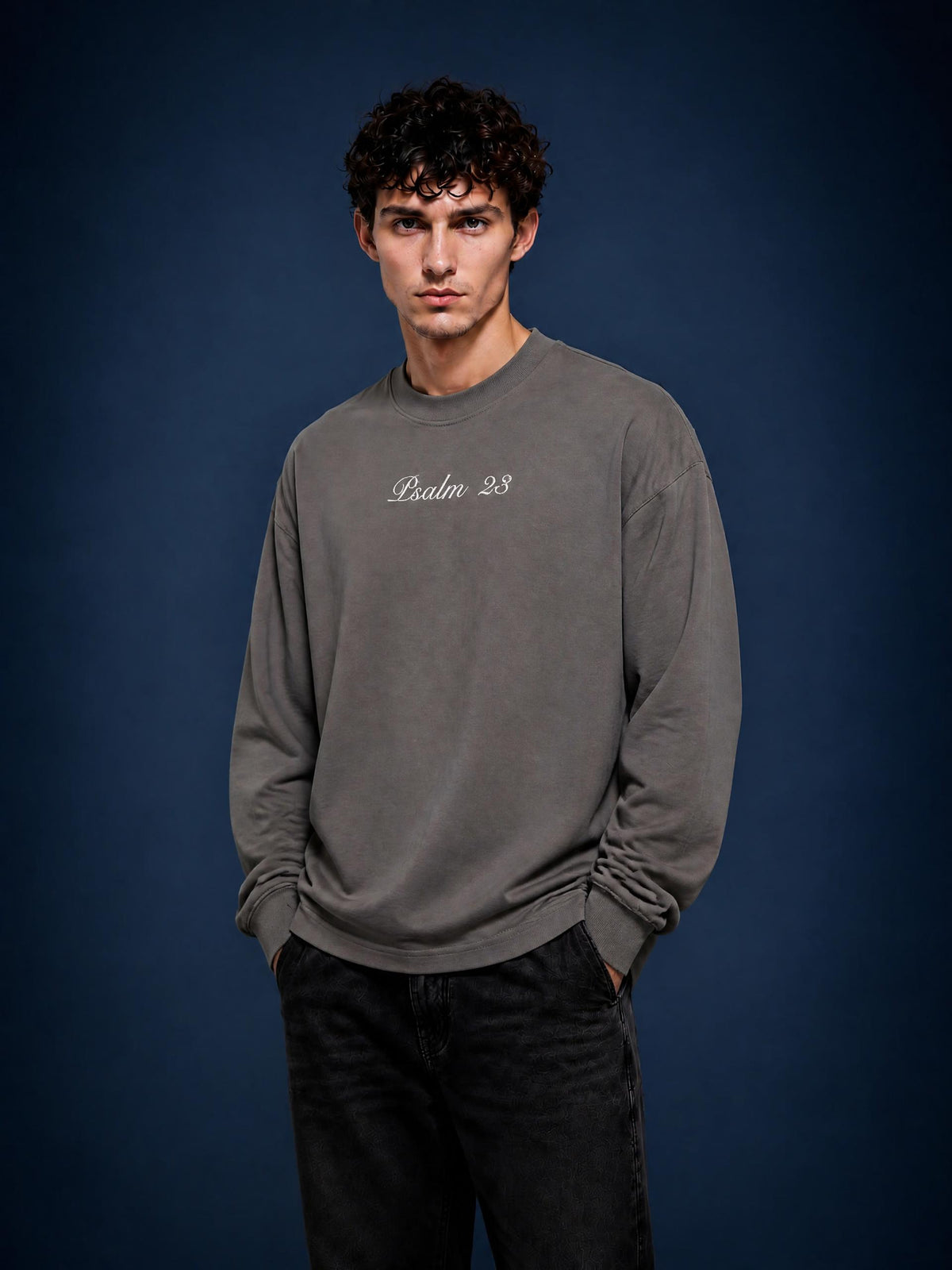PS23 Embroidery Essential Crewneck Long-Sleeve T-Shirt