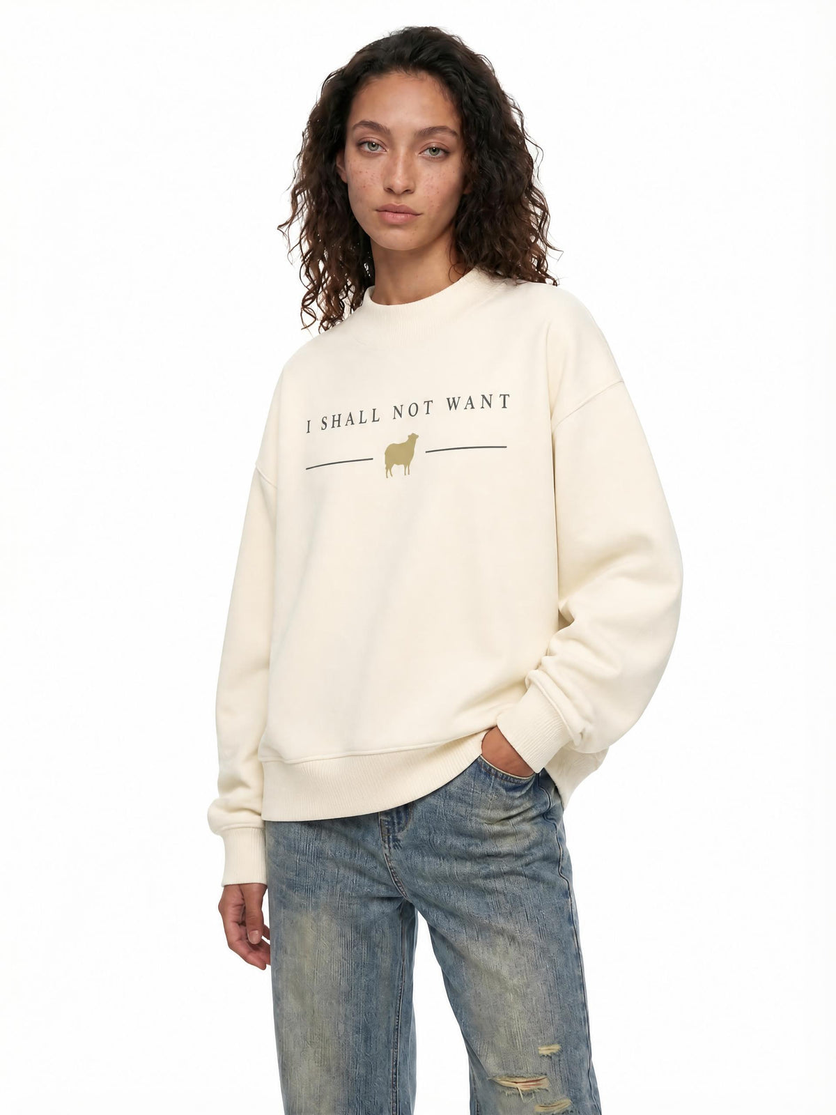 PS23 I shall not want Women’s Fleece Mock-Neck Crew Sweatshirt