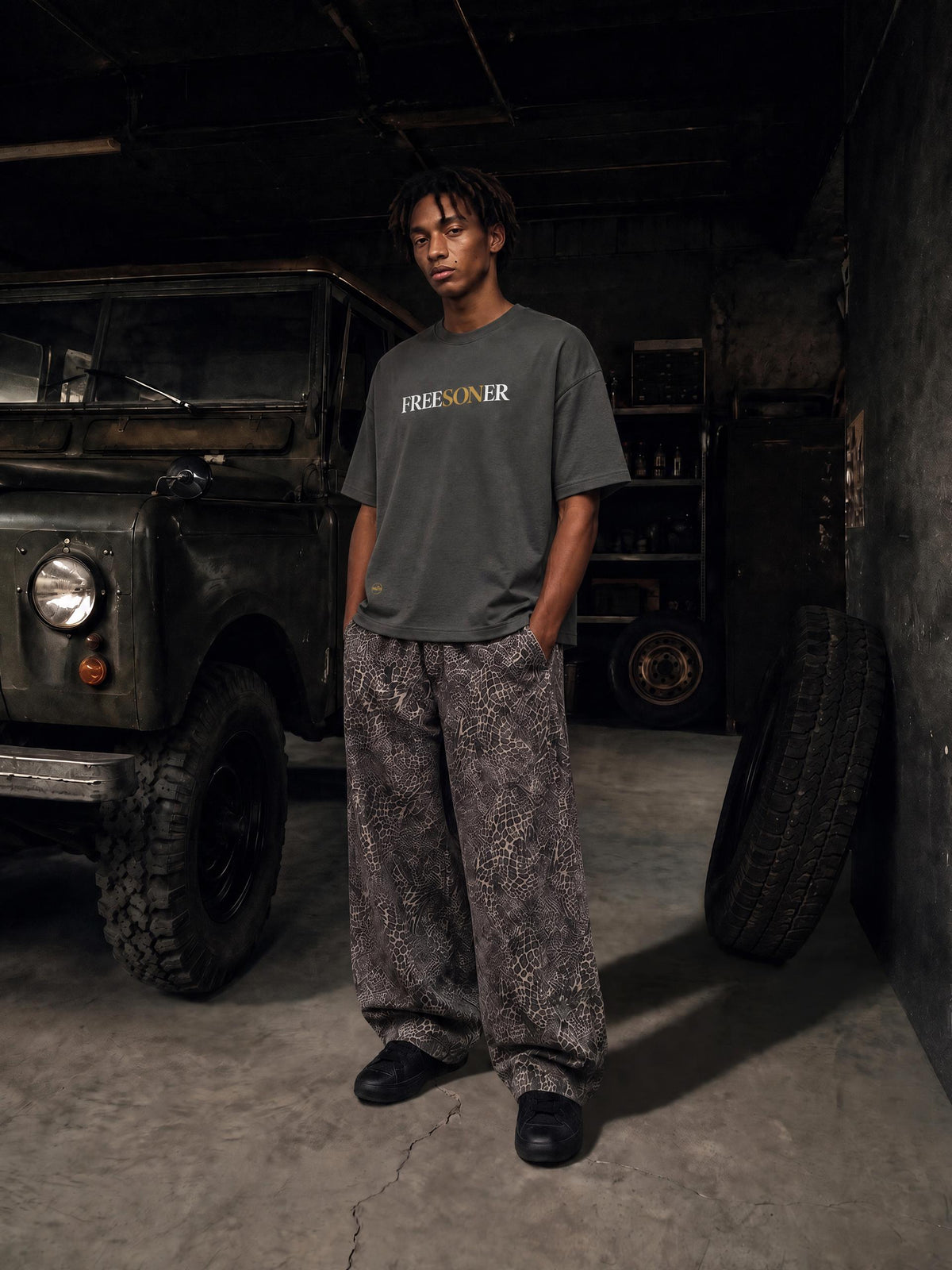 PS23 FREESONER Heavyweight Drop Shoulder Cotton T-Shirt
