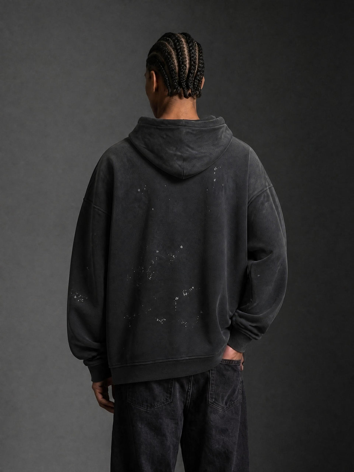 PS23 DEATHRONE Vintage Washed Frayed Fleece Hoodie
