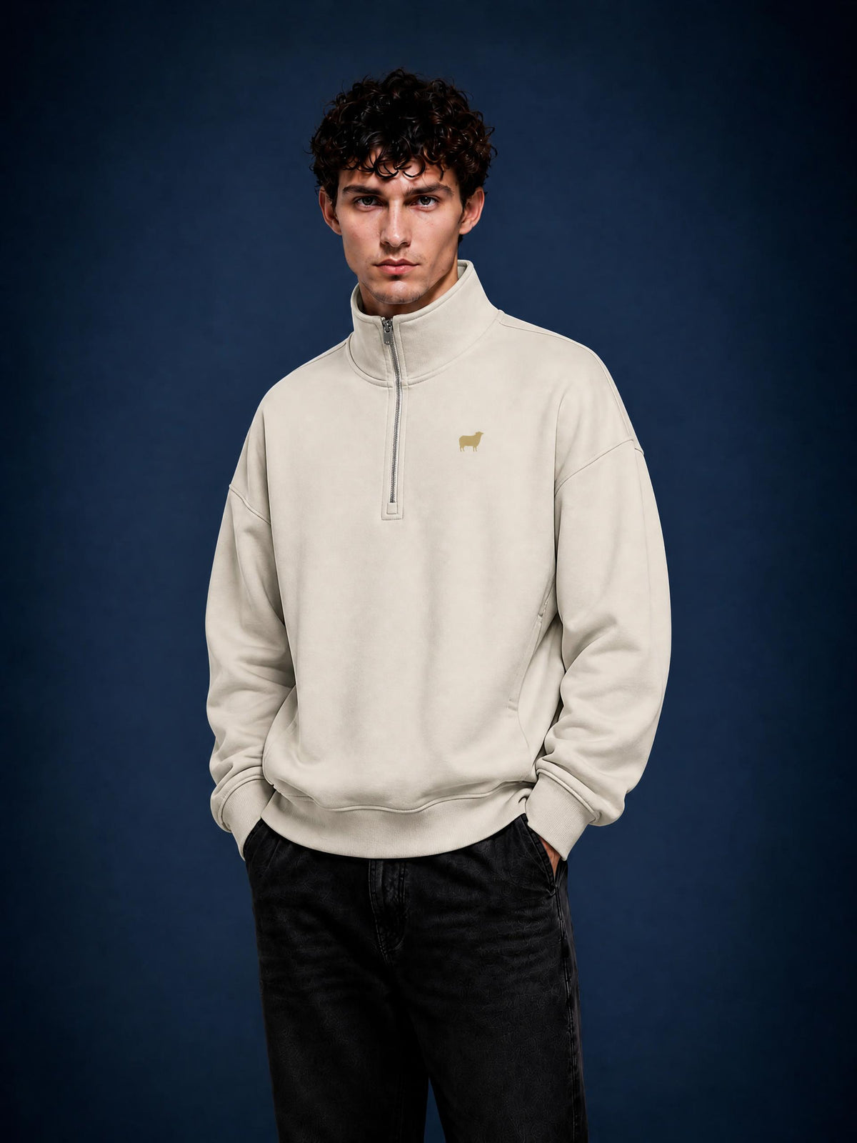 PS23 Sheep Quarter-Zip Drop Shoulder Sweatshirt