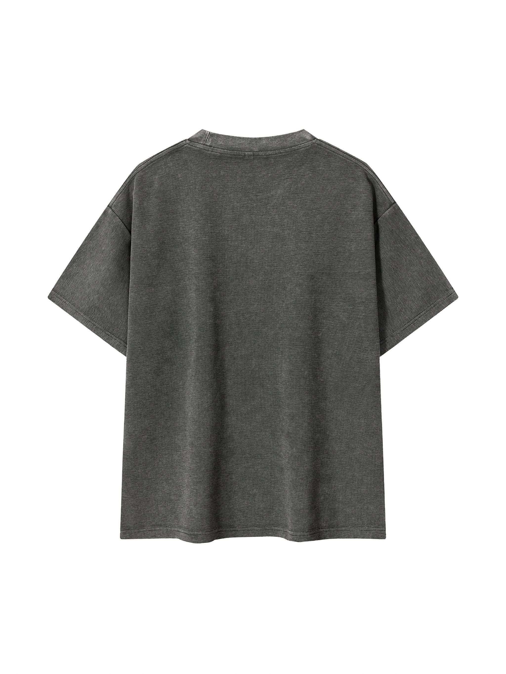 PS23 Bilingual eternal Mineral Wash Waffle Knit T-Shirt